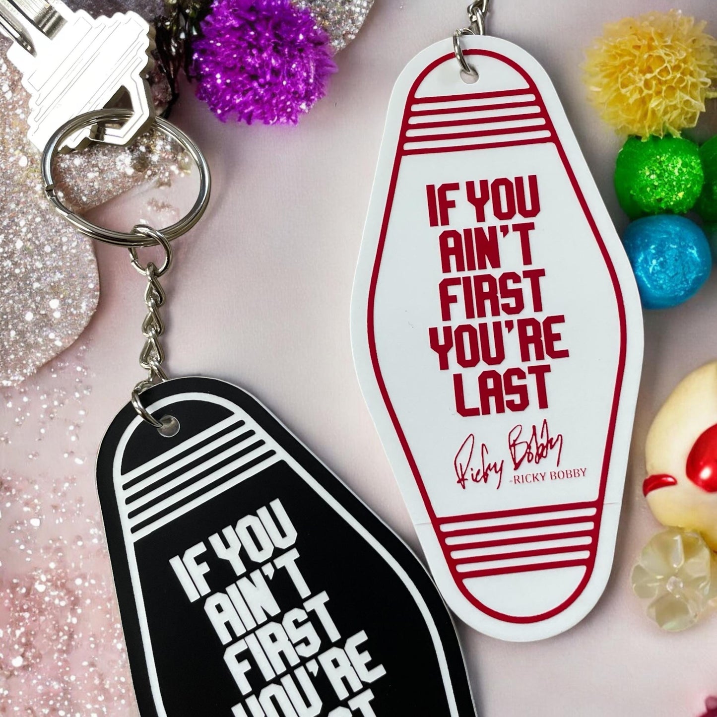 Retro Motel Keychains, Funny Ricky Bobby Keychains, Motel Keychains Quotes, Vintage Keychains, Gifts for Her, Gfts for Him, New Driver Gift