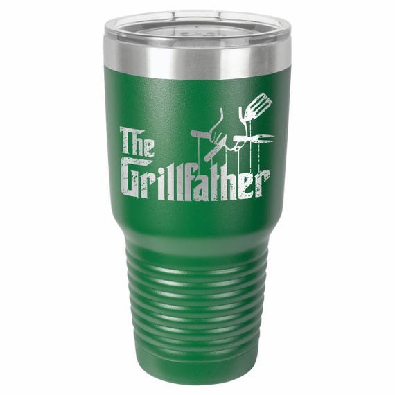 The Grillfather / Dad Tumbler / BBQ Master / Outdoor Cooking / Funny Tumbler / Etched Insulated Tumbler Father's Day Gift / Gift for Dad