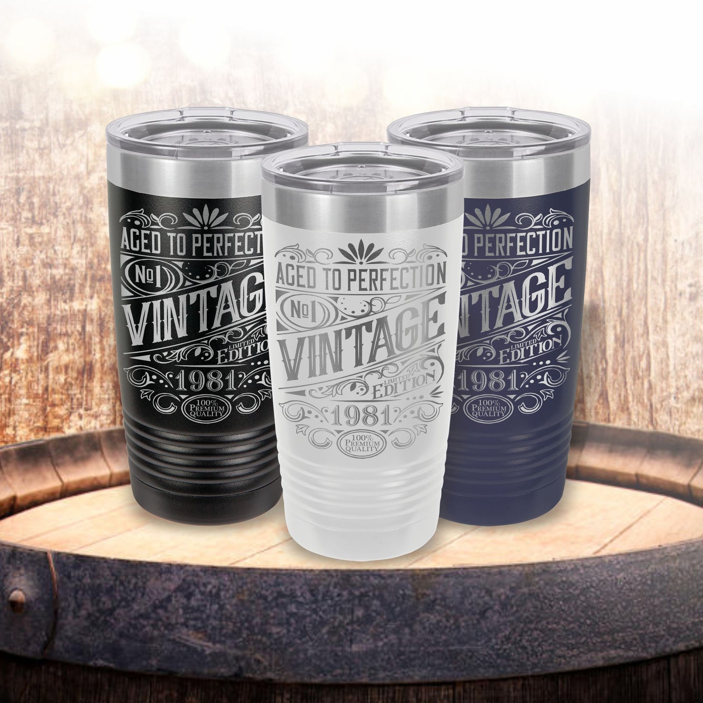Vintage Aged To Perfection / Birthday Tumbler / Etched Insulated Tumbler | Valentine's Day Gift