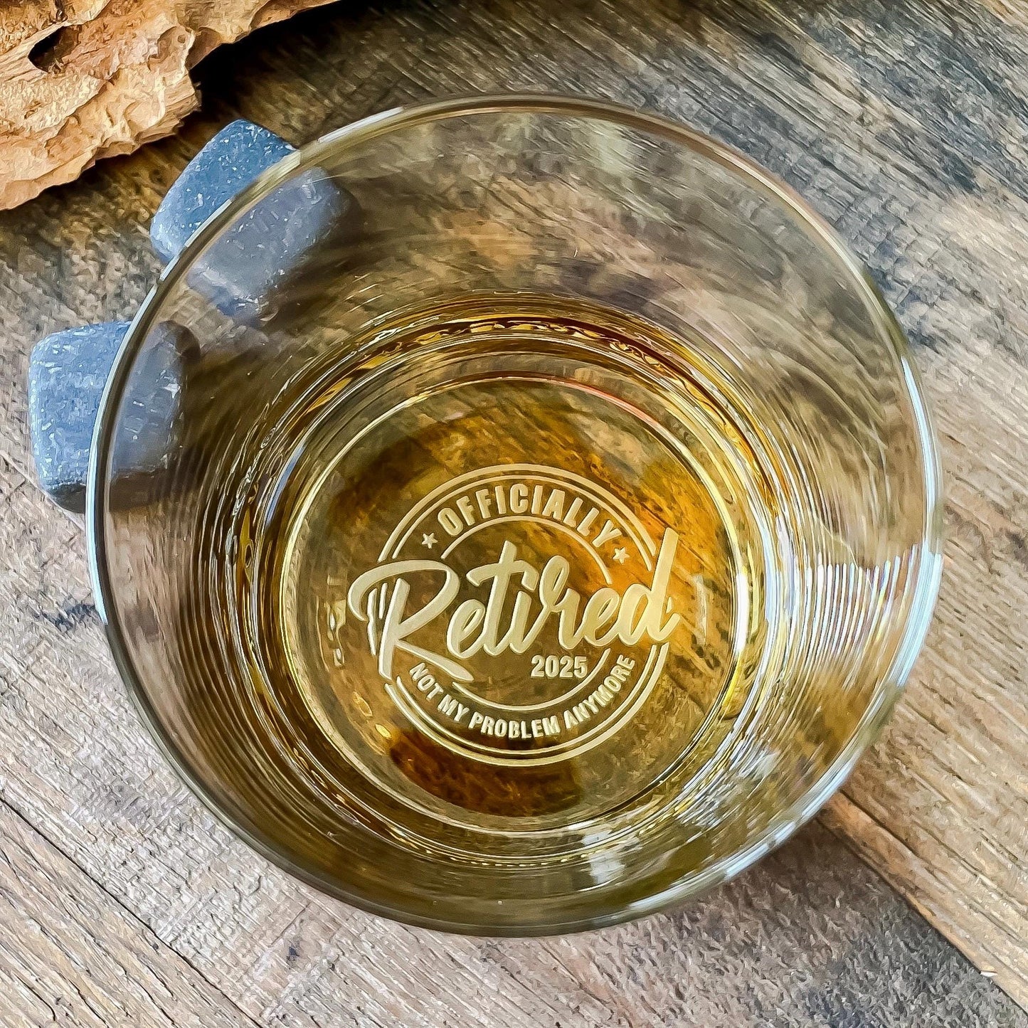Custom Retirement Whiskey Glass | Retirement Gift | Boss Gift | Whiskey Glasses | Gift for Dad | Friend Gift | Gift for Men | Officially Retired