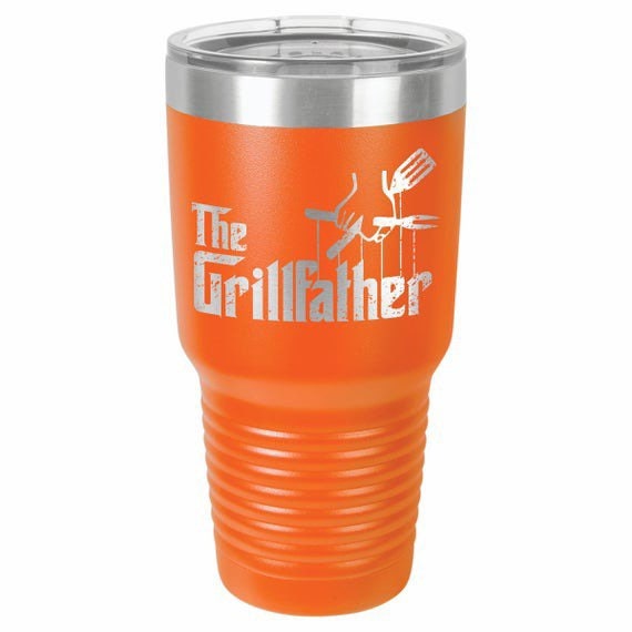The Grillfather / Dad Tumbler / BBQ Master / Outdoor Cooking / Funny Tumbler / Etched Insulated Tumbler Father's Day Gift / Gift for Dad