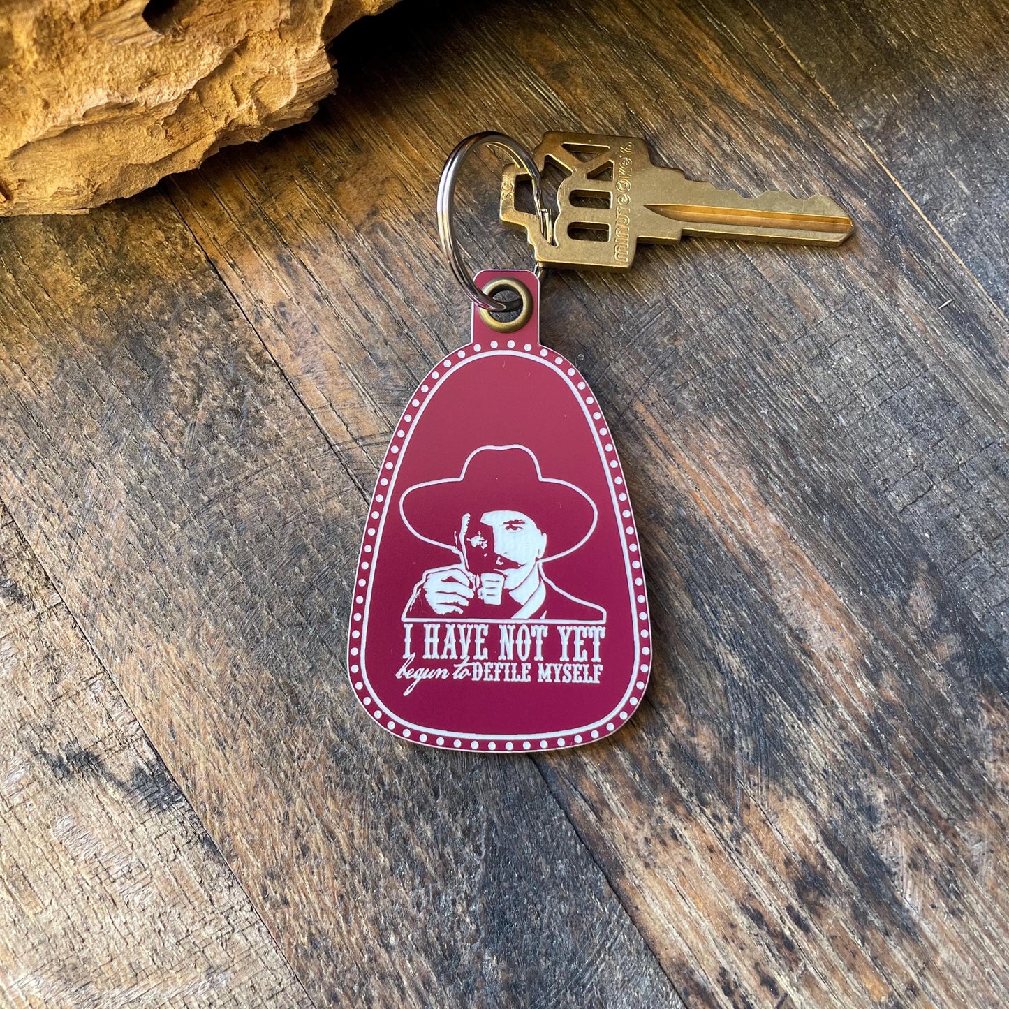 Vintage Style Doc Holliday Keychain | Defile Myself Keychain | Western Keychains | Gifts for Him | New Driver Gift | Valentine's Day Gift