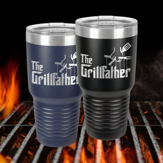 The Grillfather / Dad Tumbler / BBQ Master / Outdoor Cooking / Funny Tumbler / Etched Insulated Tumbler Father's Day Gift / Gift for Dad