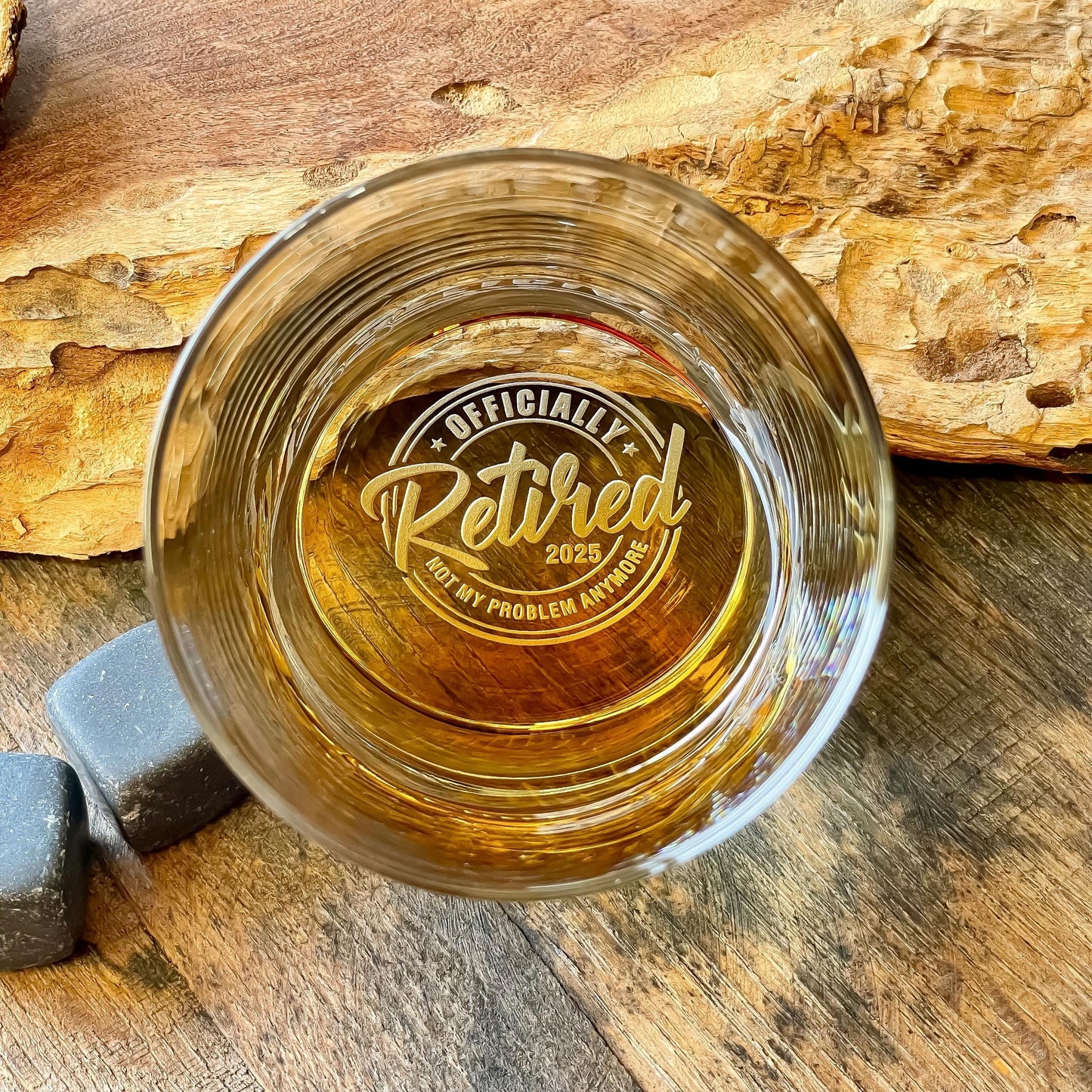 Custom Retirement Whiskey Glass | Retirement Gift | Boss Gift | Whiskey Glasses | Gift for Dad | Friend Gift | Gift for Men | Officially Retired