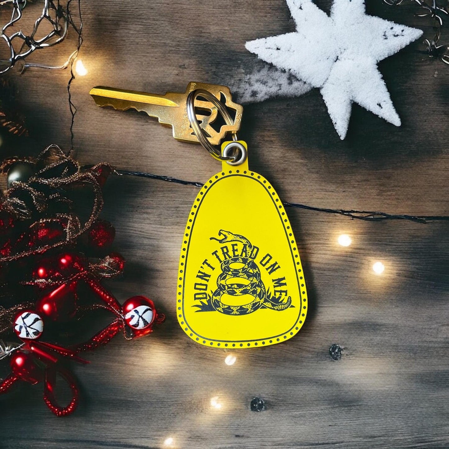 Vintage Style Don't Tread on Me Keychain | Saddle Tag Keychains | Western Keychains | Gifts for Him | New Driver Gift