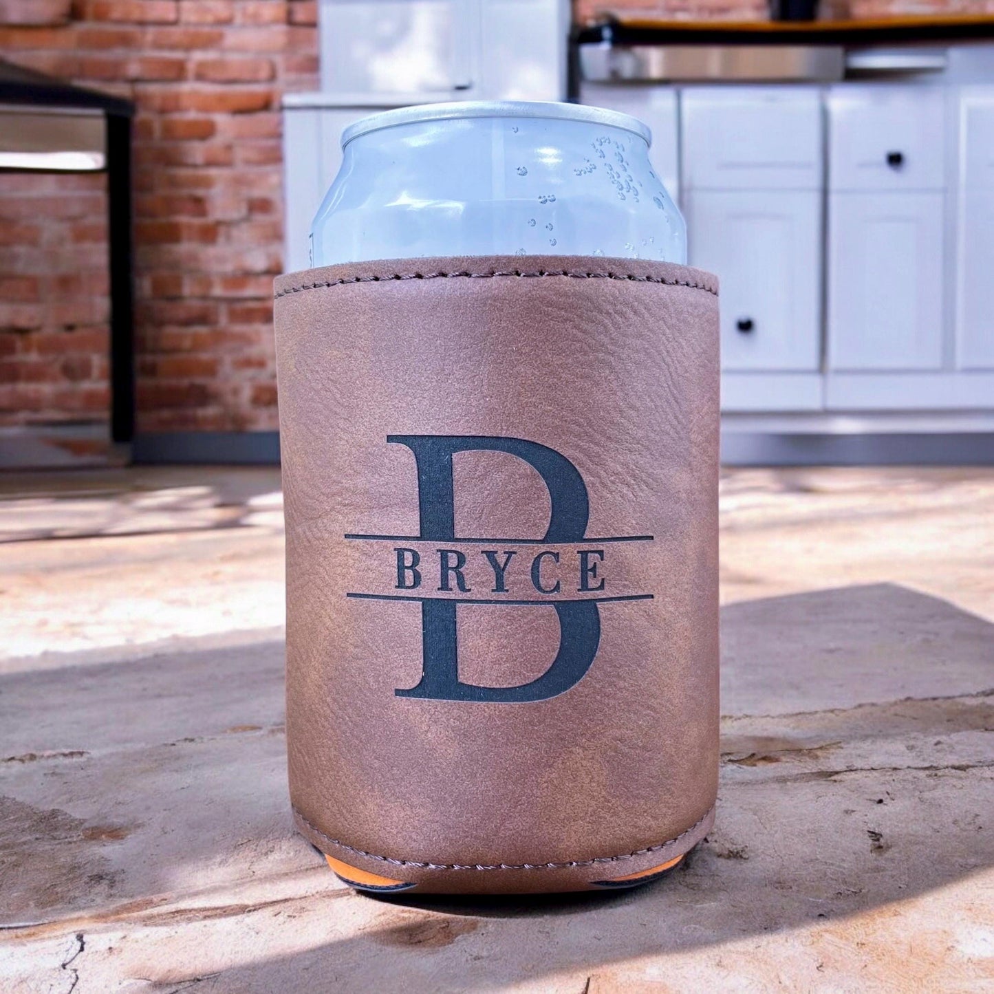 Personalized Can Cooler | Custom Leatherette Name Gift | Gift for Dad | Groomsmen Gift Idea | Father's Day Gift