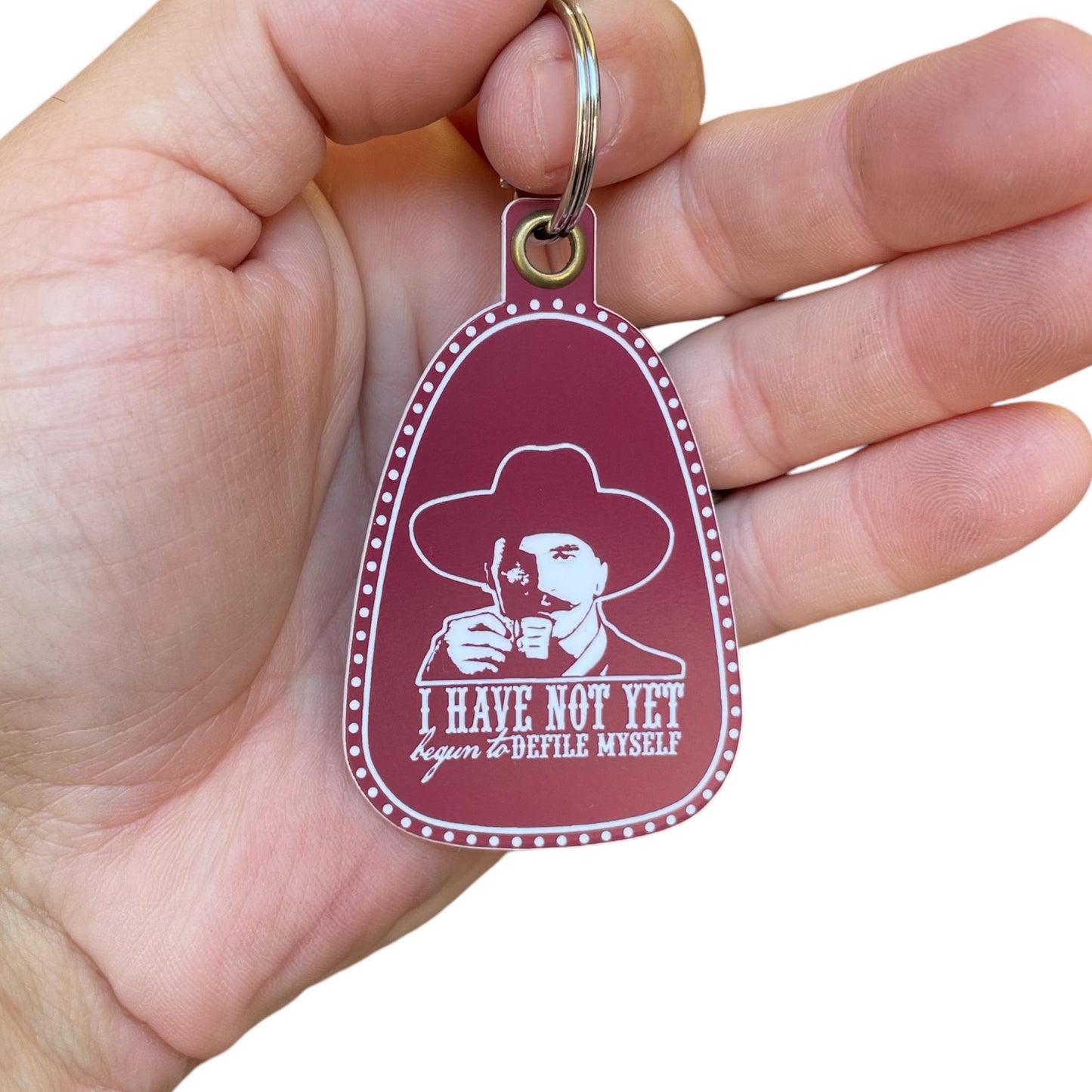 Vintage Style Doc Holliday Keychain | Defile Myself Keychain | Western Keychains | Gifts for Him | New Driver Gift | Valentine's Day Gift