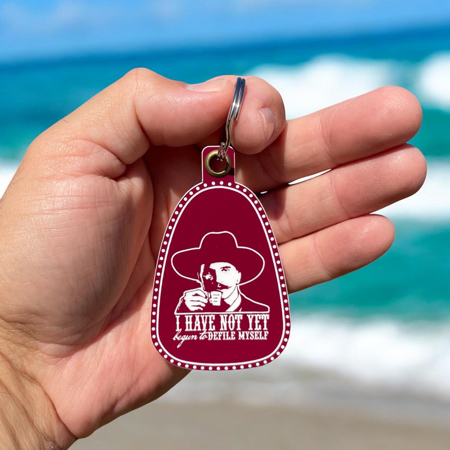 Vintage Style Doc Holliday Keychain | Defile Myself Keychain | Western Keychains | Gifts for Him | New Driver Gift | Valentine's Day Gift