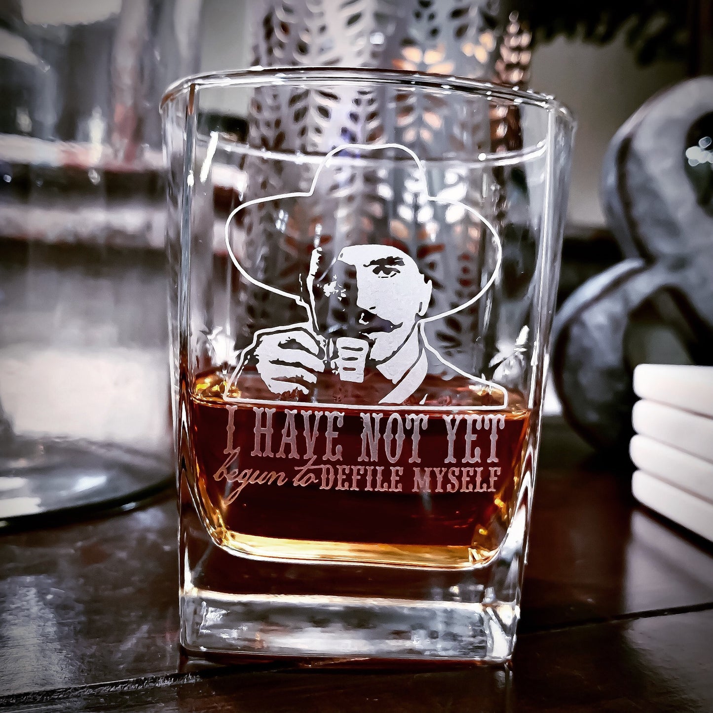 Doc Holliday Quote / Defile Myself / Whiskey Glass / Bourbon Glass / Scotch Glass / Gift for Him / Father's Day Gift / Valentine's Day Gift