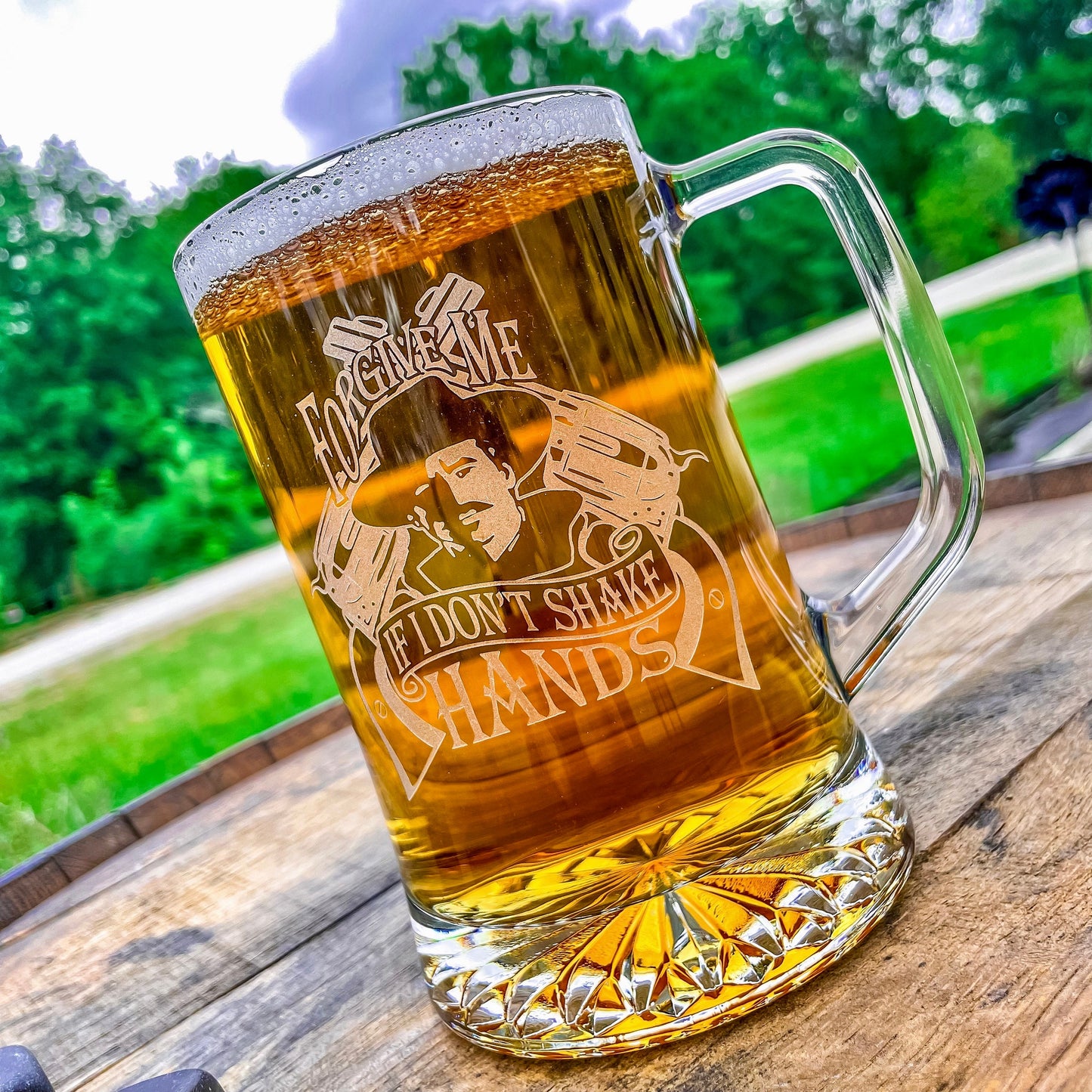 Doc Holliday Mug / Forgive Me / Engraved 23 oz. Glass Beer Mug / Gift for Him / Gifts for Men / Father's Day Gift / Valentine's Day Gift