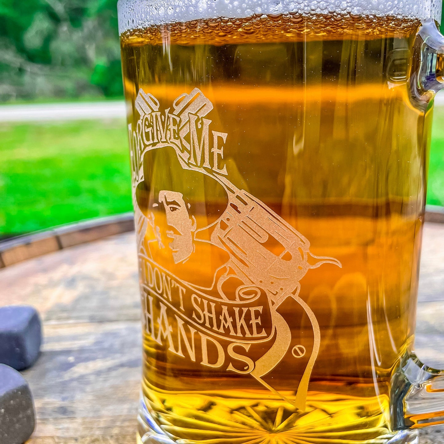 Doc Holliday Mug / Forgive Me / Engraved 23 oz. Glass Beer Mug / Gift for Him / Gifts for Men / Father's Day Gift / Valentine's Day Gift