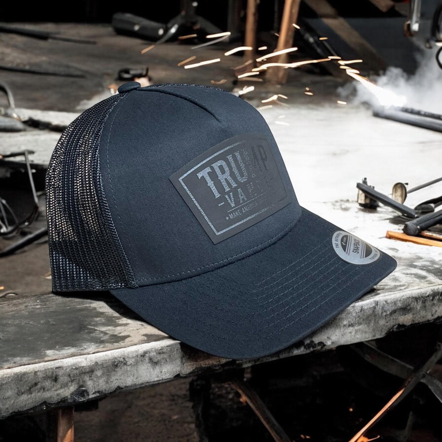 Trump Vance 2024 Blacked Out Hat / Trump 47 Trucker Cap / YP Classics 5 Panel / Black on Black Patch Trucker Hat / Valentine's Day Gift / Valentine's Day Gift