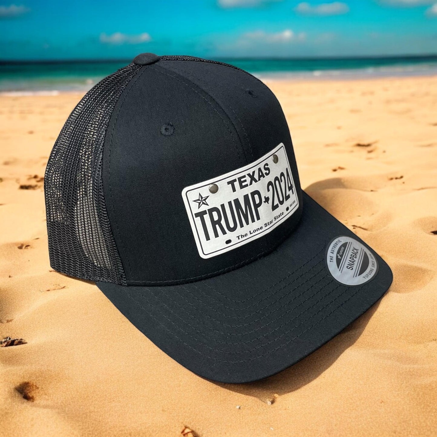 Trump Texas License Plate Hat / Trump 2024Trucker Cap / YP Classics 6 Panel / Patch Trucker Hat / Valentine's Day Gift / Valentine's Day Gift