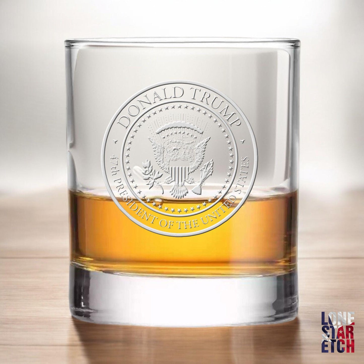 Donald J. Trump 47th Presidential Seal Whiskey Glass / Bourbon Glass / Patriotic Whiskey Glass - Celebrate the Historic 2024 Election Victory of Donald J. Trump! / Valentine's Day Gift
