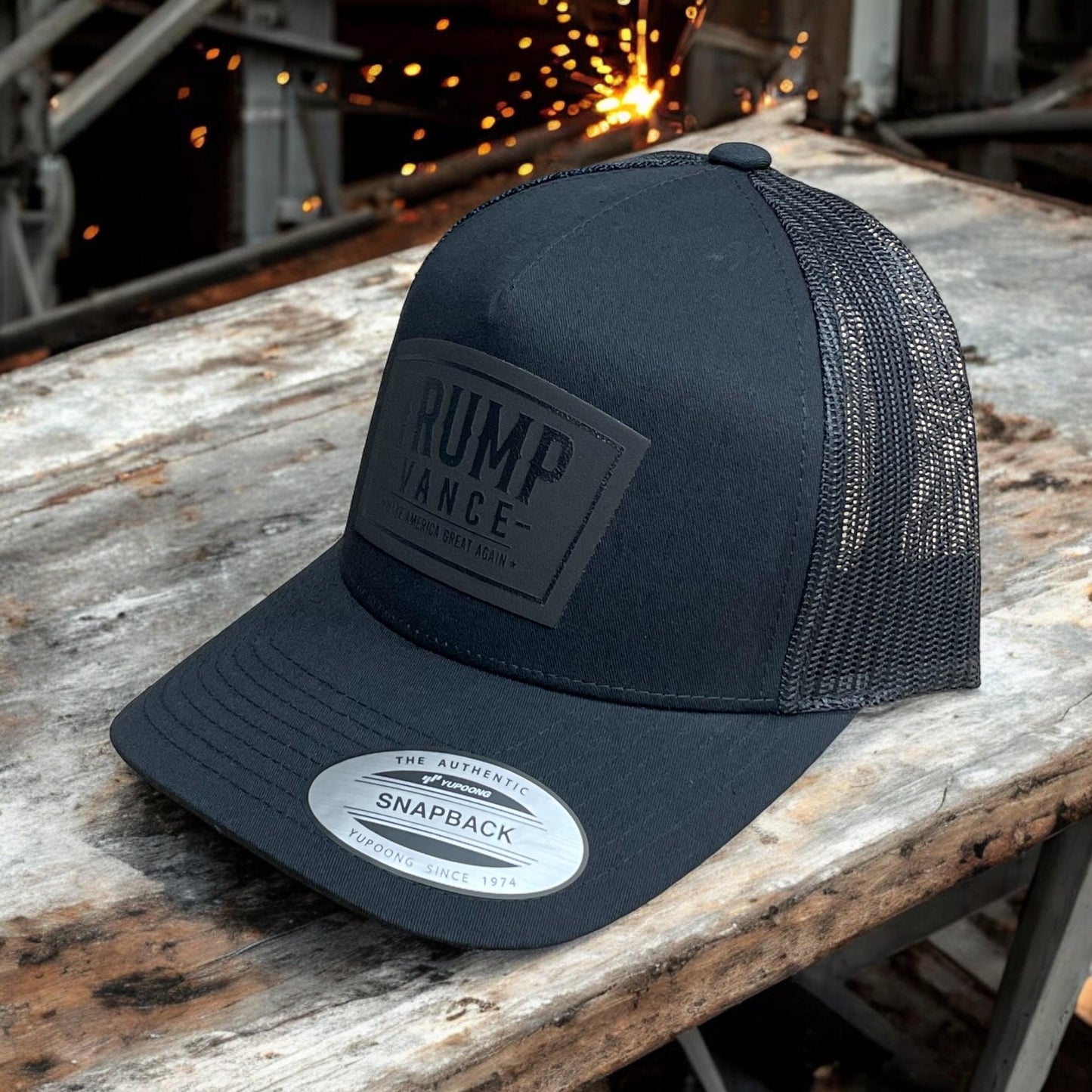 Trump Vance 2024 Blacked Out Hat / Trump 47 Trucker Cap / YP Classics 5 Panel / Black on Black Patch Trucker Hat / Valentine's Day Gift / Valentine's Day Gift