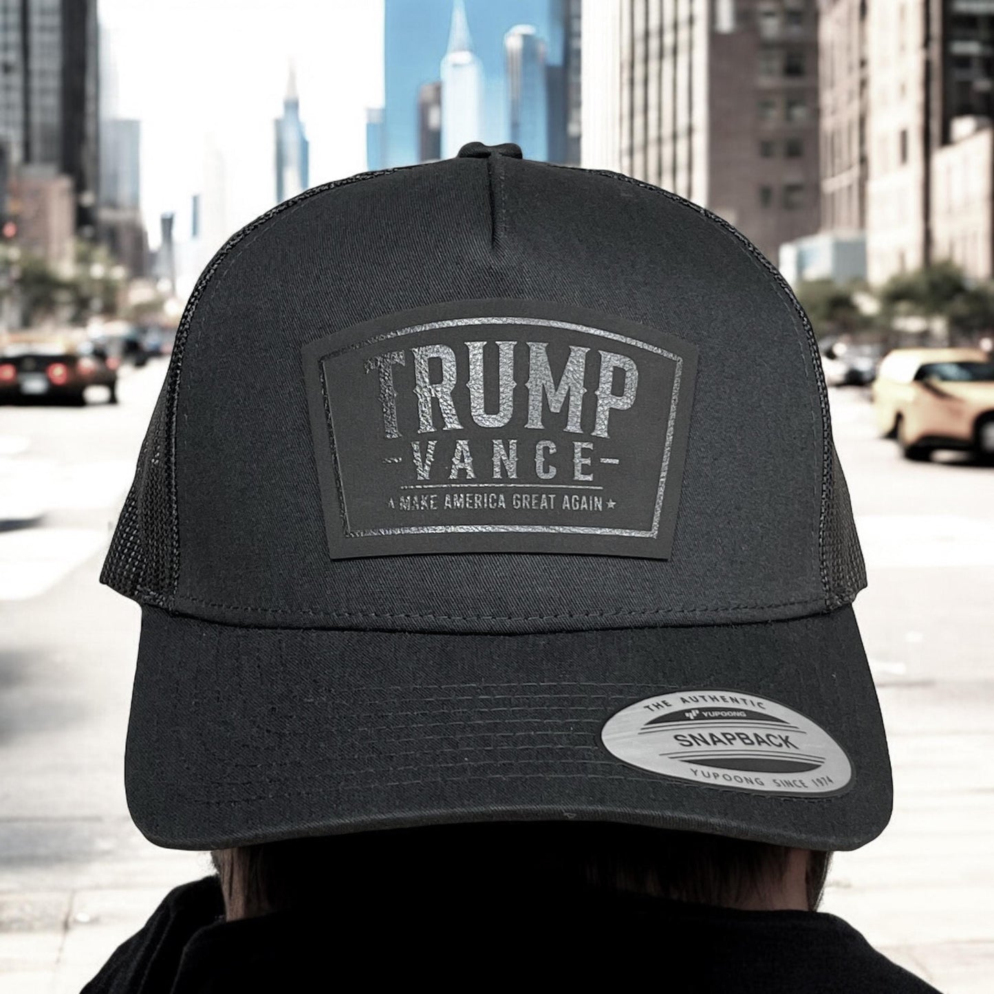 Trump Vance 2024 Blacked Out Hat / Trump 47 Trucker Cap / YP Classics 5 Panel / Black on Black Patch Trucker Hat / Valentine's Day Gift / Valentine's Day Gift
