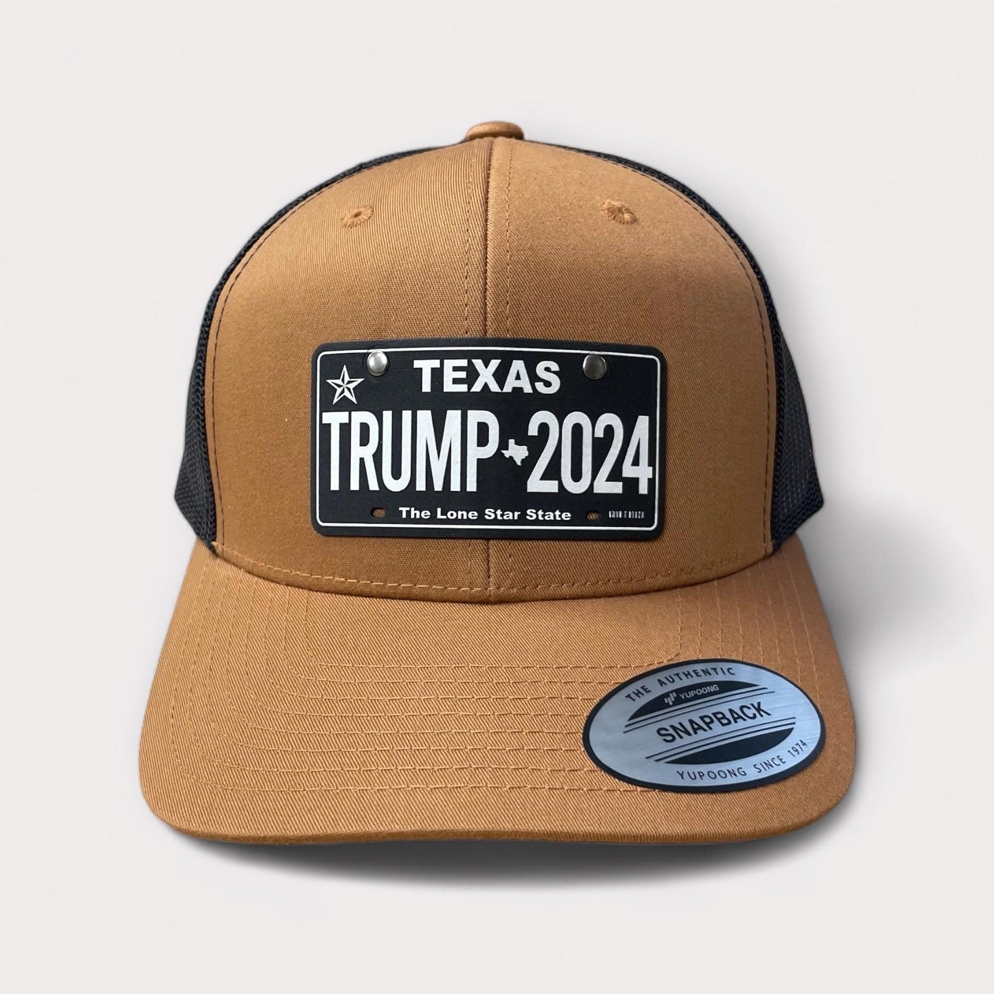 Trump Texas License Plate Hat / Trump 2024Trucker Cap / YP Classics 6 Panel / Patch Trucker Hat / Valentine's Day Gift / Valentine's Day Gift