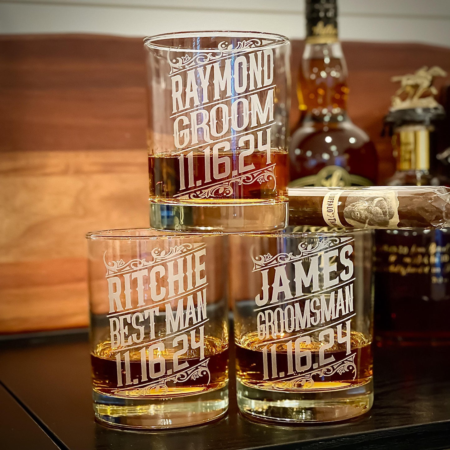 Custom Groomsmen Whiskey Glasses / Engraved Wedding Glasses / Groomsman Gift / Best Man Bourbon Glasses / Grooms Gifts/ Valentine's Day Gift / Valentine's Day Gift
