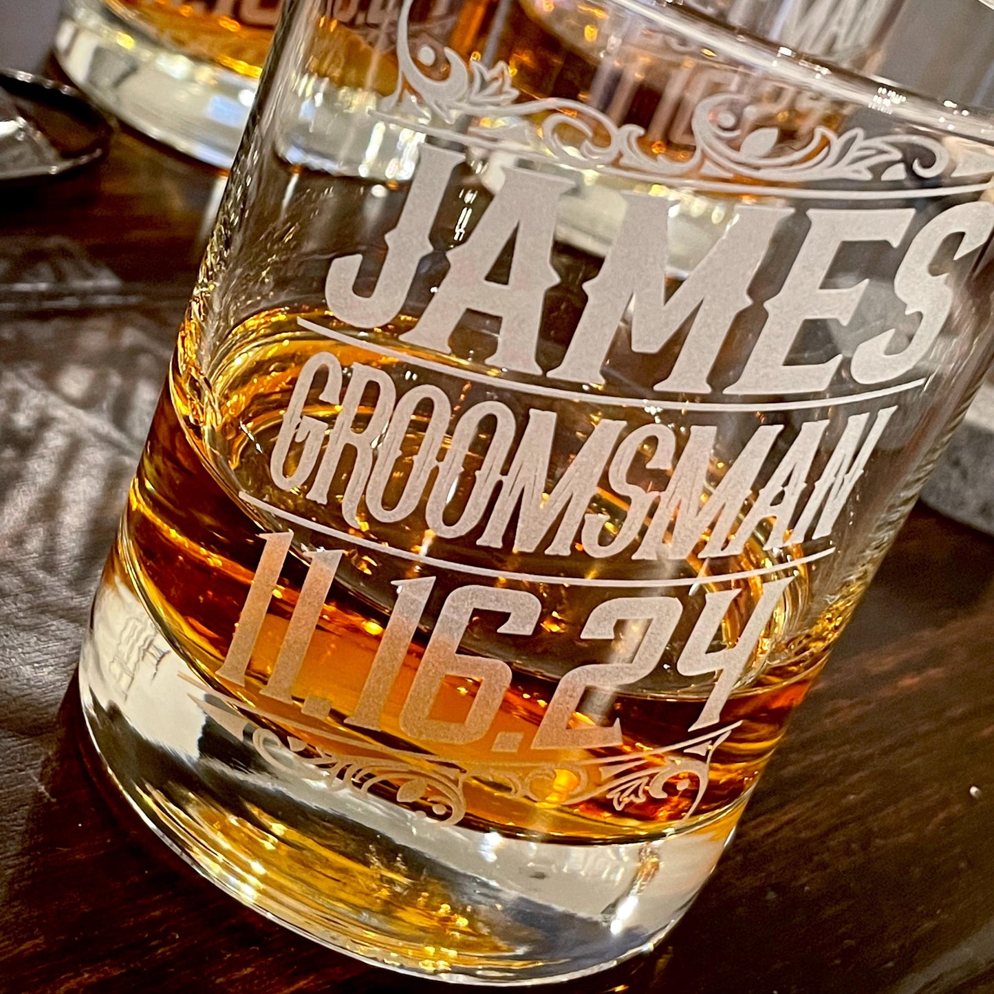Custom Groomsmen Whiskey Glasses / Engraved Wedding Glasses / Groomsman Gift / Best Man Bourbon Glasses / Grooms Gifts/ Valentine's Day Gift / Valentine's Day Gift