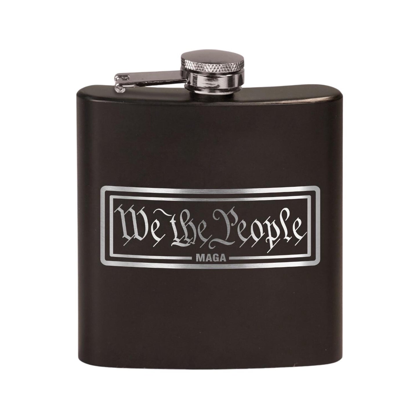 We The People MAGA Laser Etched Black Stainless Hip Flask | Political Gift | Trump 2024 Flask | Election Gear | Trump Merch / Valentine's Day Gift