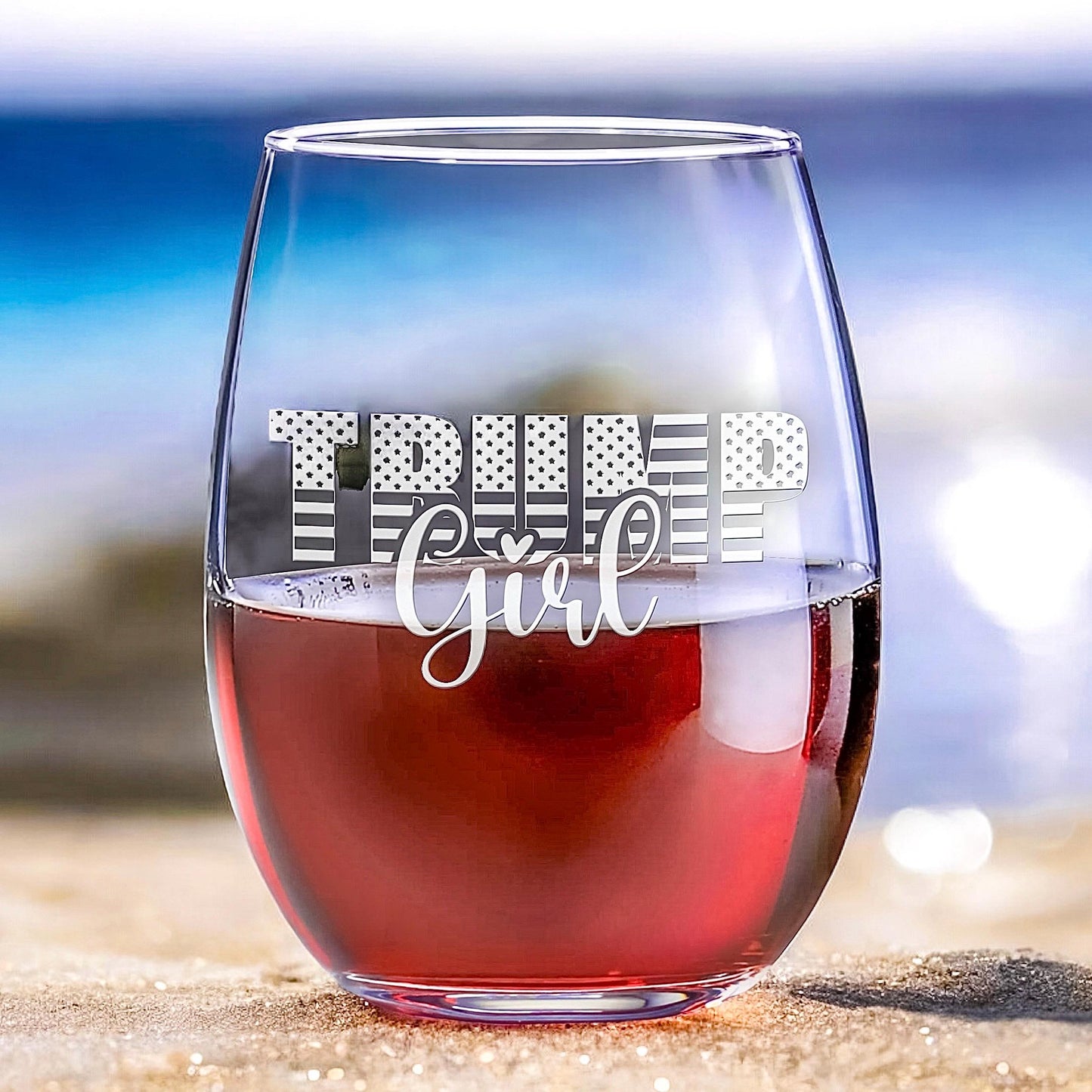 Trump Girl Wine Glass | Trump Stemless Wine Glass | Engraved Wine Glass | Political Gift | Election Gear | Trump Merch | Trump 24 / Valentine's Day Gift