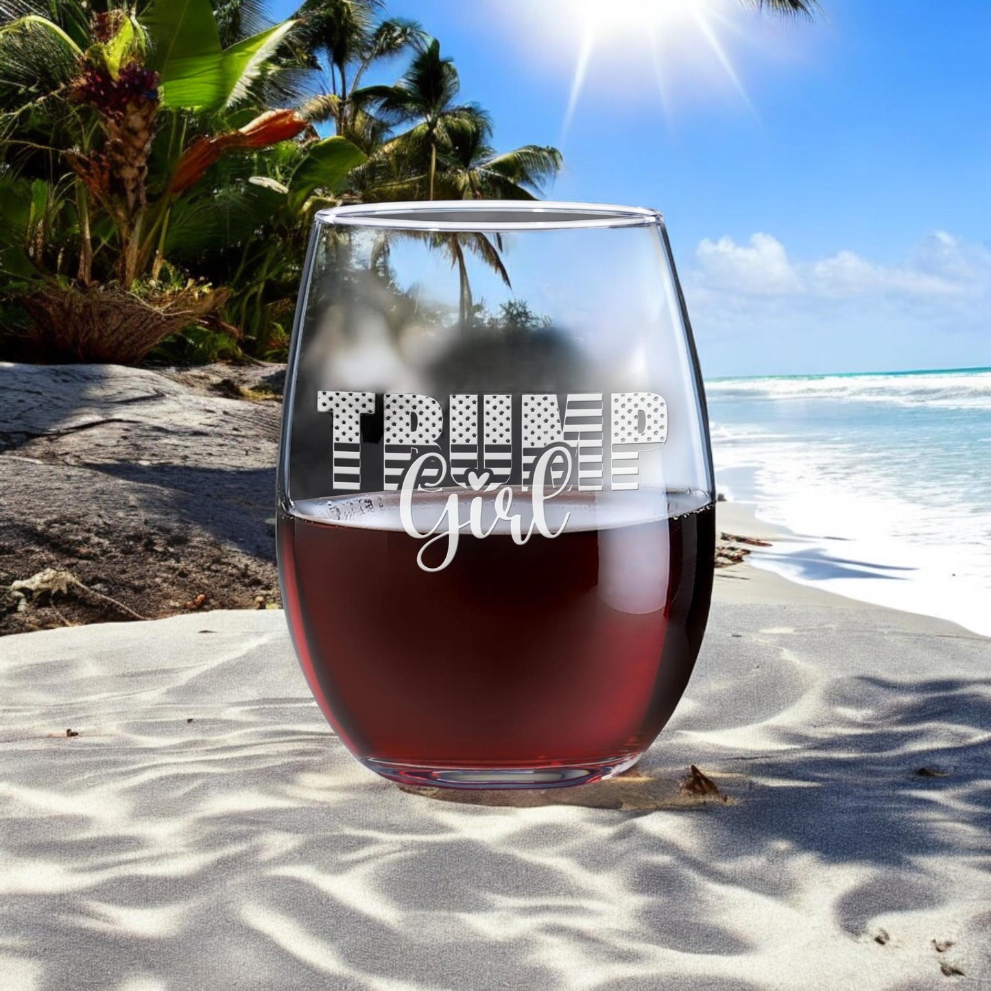 Trump Girl Wine Glass | Trump Stemless Wine Glass | Engraved Wine Glass | Political Gift | Election Gear | Trump Merch | Trump 24 / Valentine's Day Gift