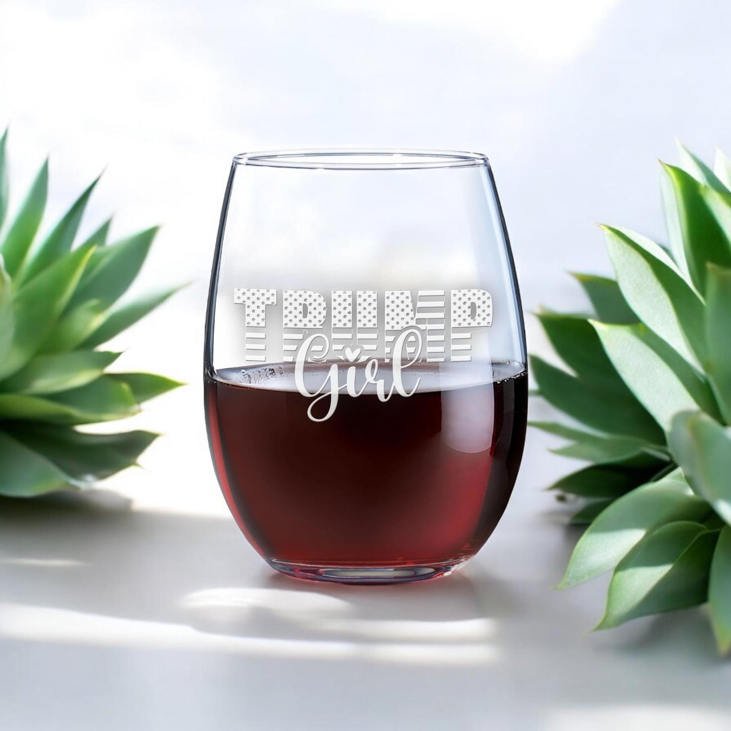 Trump Girl Wine Glass | Trump Stemless Wine Glass | Engraved Wine Glass | Political Gift | Election Gear | Trump Merch | Trump 24 / Valentine's Day Gift