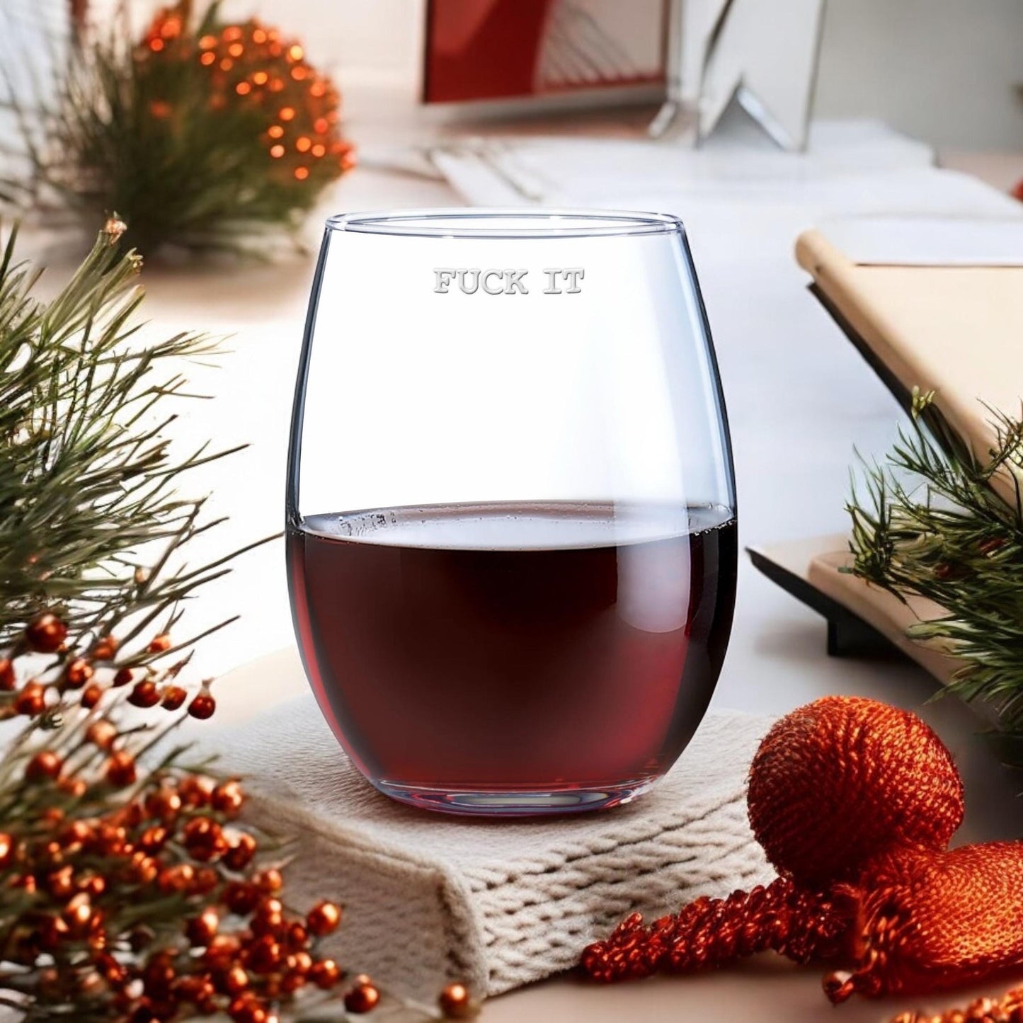 Fuck It Wine Glass | Funny Stemless Wine Glass | Engraved Wine Glass | Gift for Her | Engraved Wine Glasses | Gift for Friend / Valentine's Day Gift