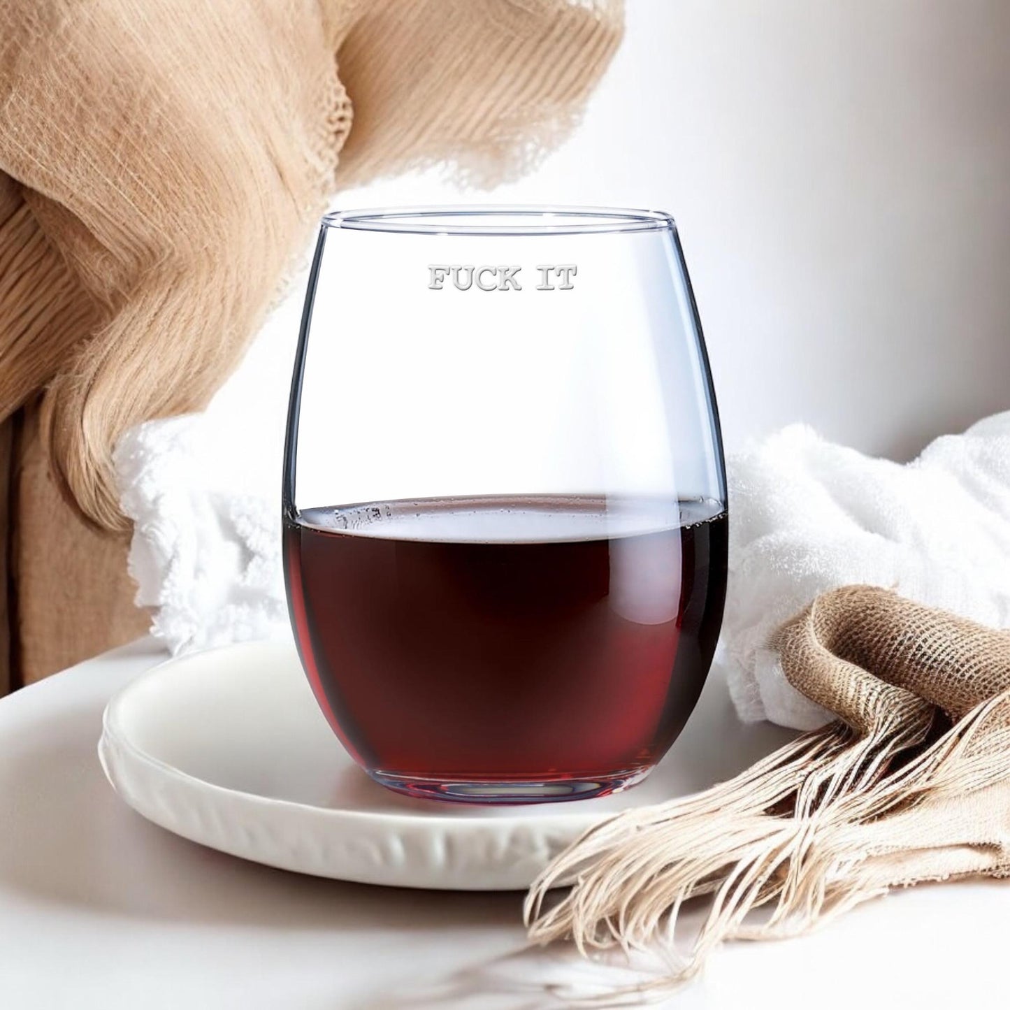 Fuck It Wine Glass | Funny Stemless Wine Glass | Engraved Wine Glass | Gift for Her | Engraved Wine Glasses | Gift for Friend / Valentine's Day Gift