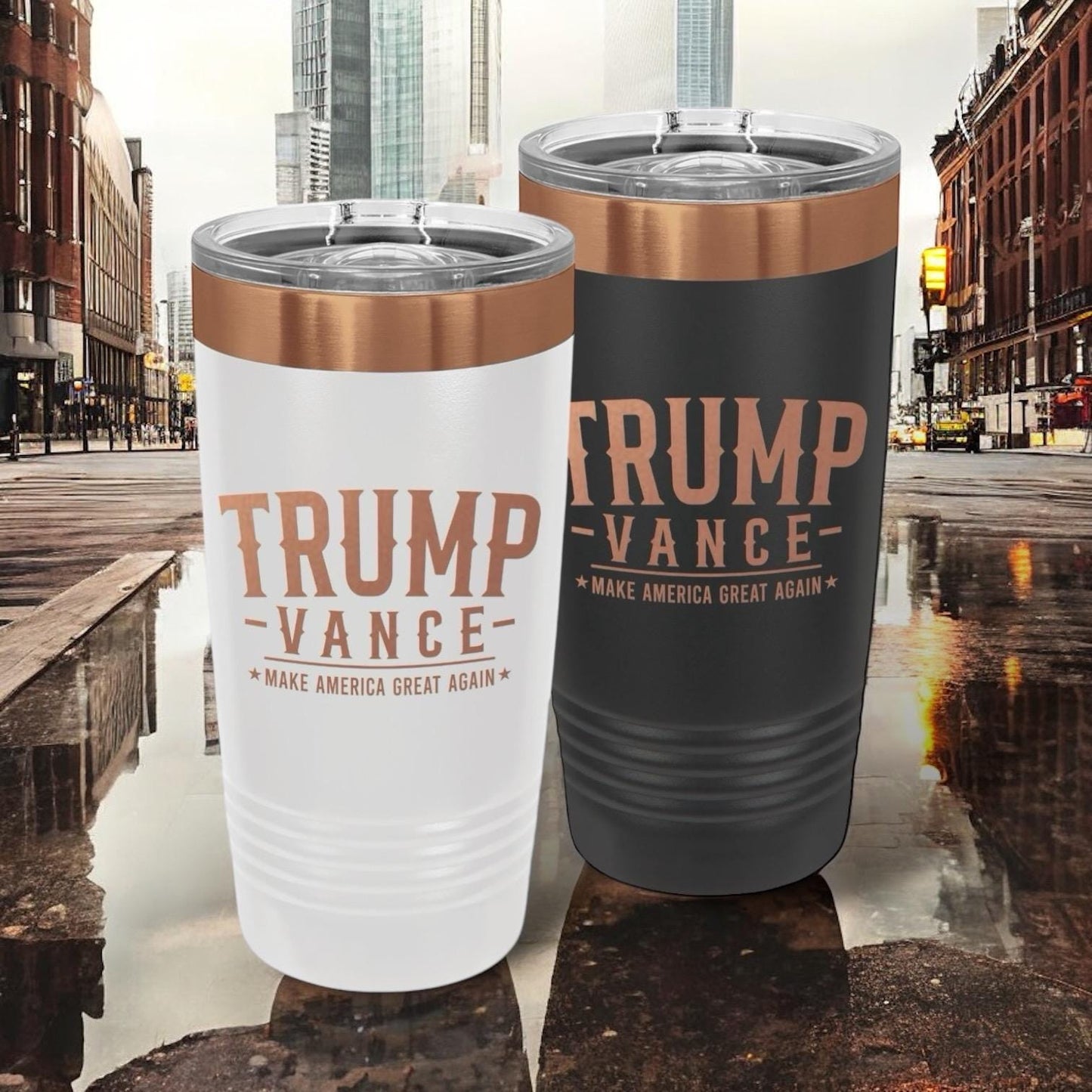 Trump Vance 2024 Laser Engraved 20oz Insulated Tumbler | Powder Coated Travel Mug | Political Gift | Election Gift | Trump Merch / Valentine's Day Gift