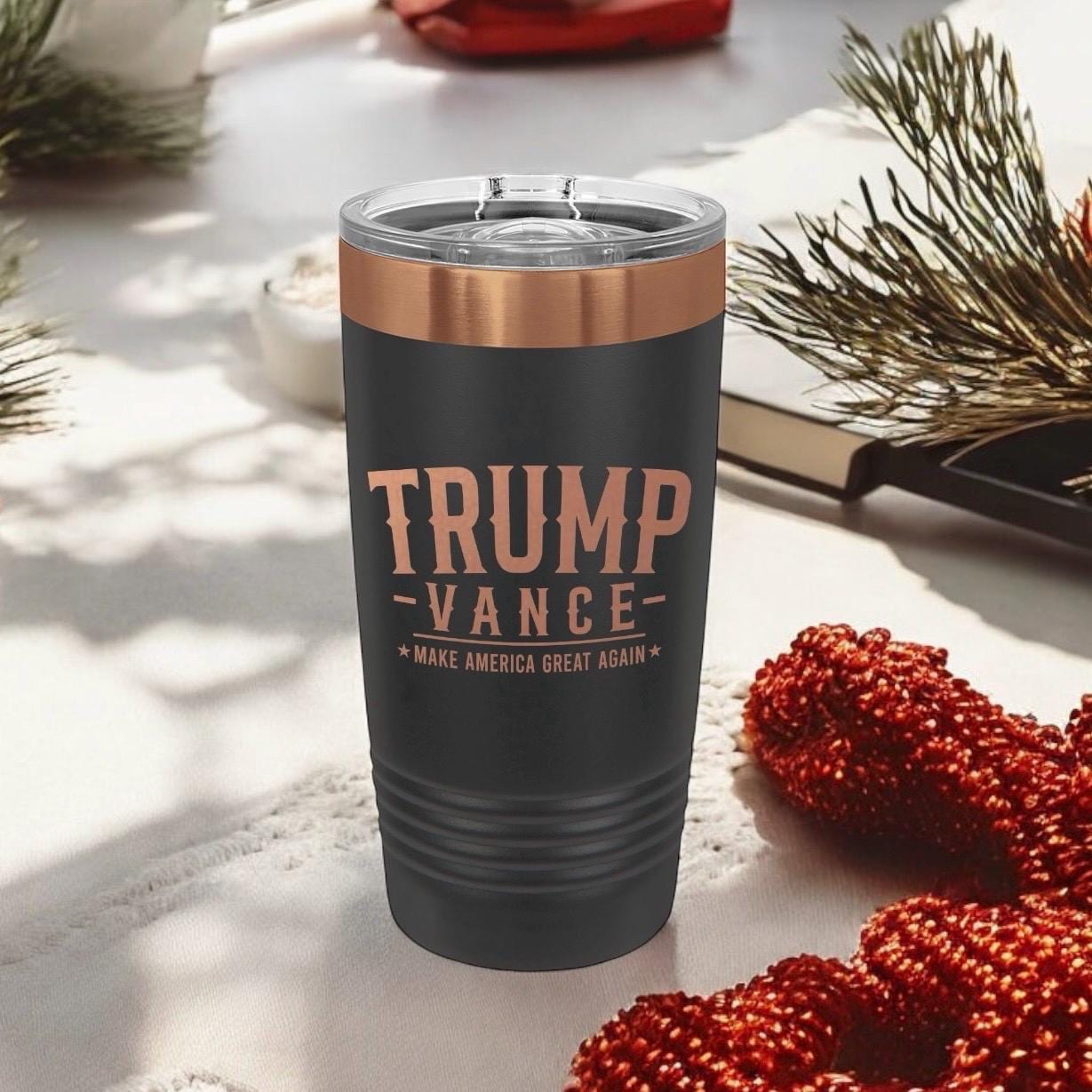 Trump Vance 2024 Laser Engraved 20oz Insulated Tumbler | Powder Coated Travel Mug | Political Gift | Election Gift | Trump Merch / Valentine's Day Gift