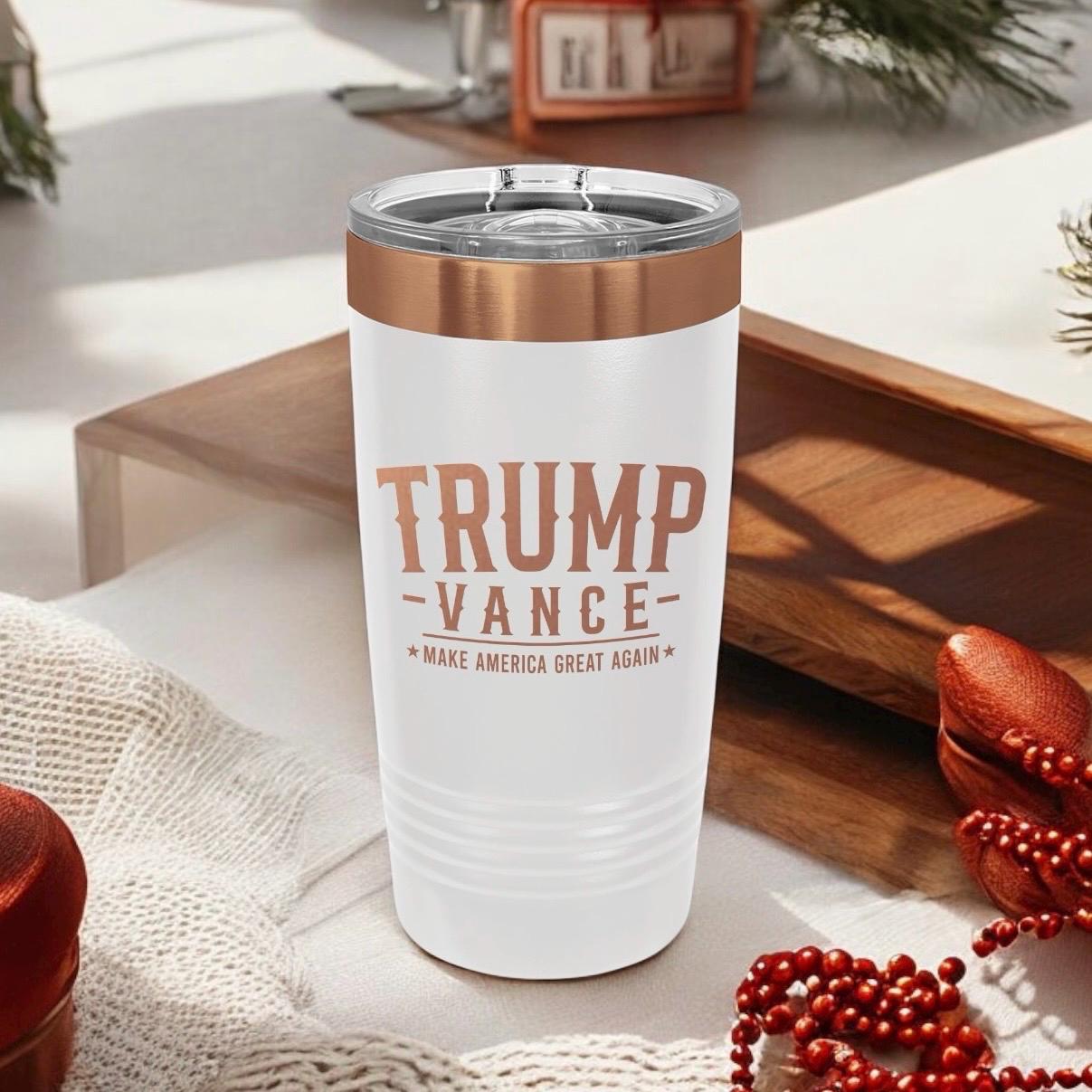 Trump Vance 2024 Laser Engraved 20oz Insulated Tumbler | Powder Coated Travel Mug | Political Gift | Election Gift | Trump Merch / Valentine's Day Gift