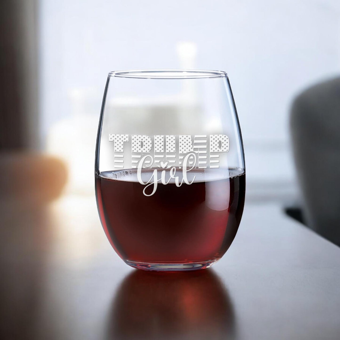 Trump Girl Wine Glass | Trump Stemless Wine Glass | Engraved Wine Glass | Political Gift | Election Gear | Trump Merch | Trump 24 / Valentine's Day Gift