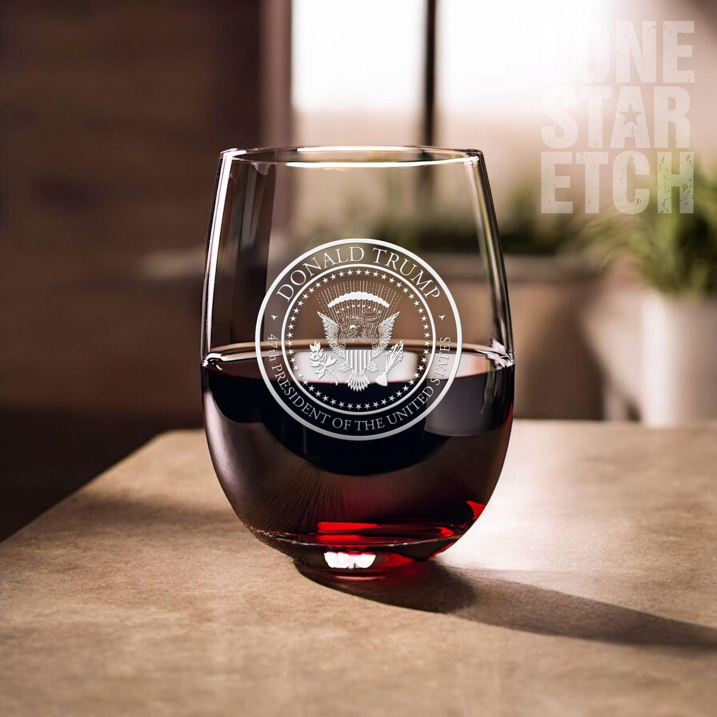 Trump 47th Presidential Seal Wine Glass | President Trump Gift | Engraved Stemless Wine Glass | Trump Wine Glass / Valentine's Day Gift