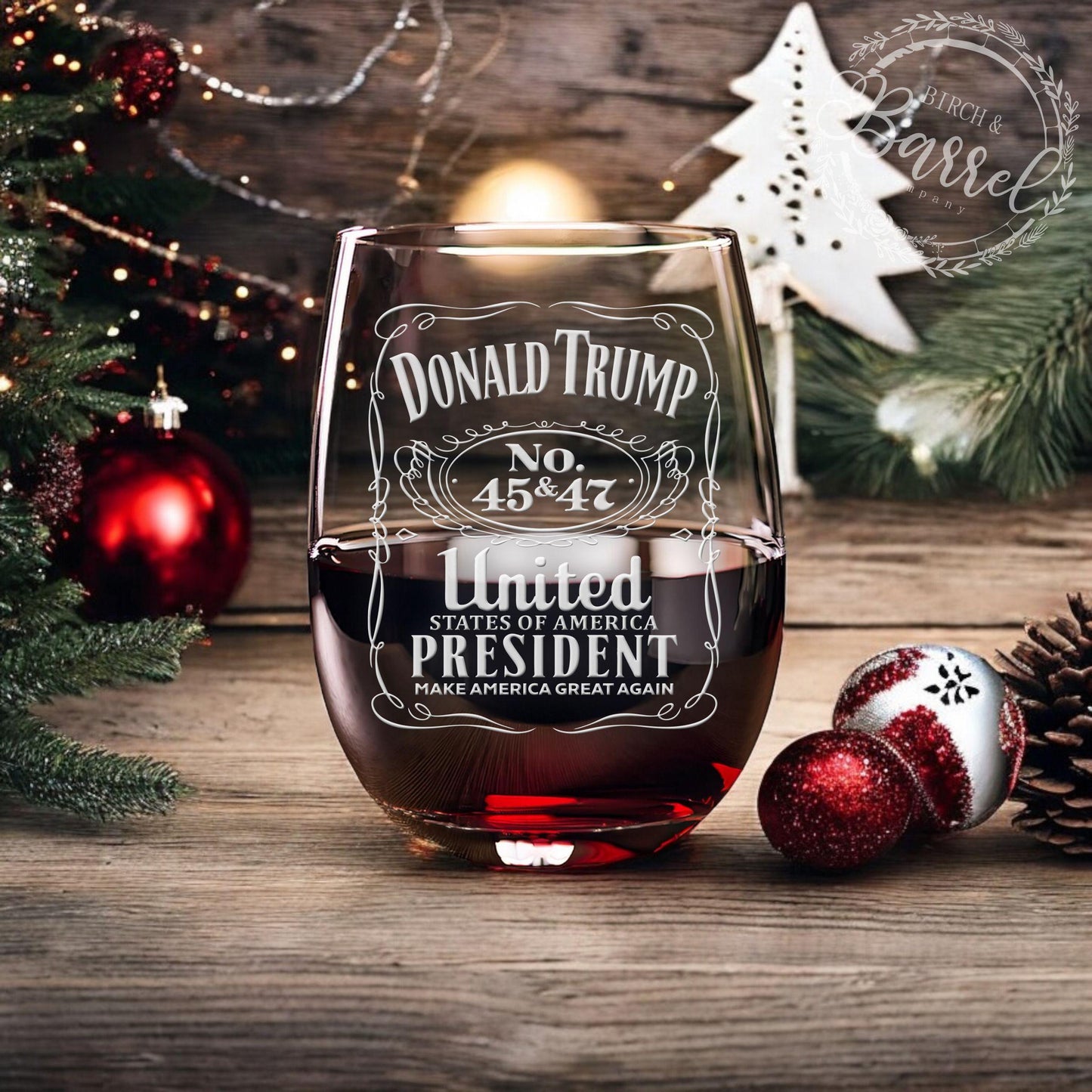 Trump 45 47 Wine Glass | Trump Stemless Wine Glass | Engraved Wine Glass | Political Gift | Election Gear | Trump Merch | Trump 2024 / Valentine's Day Gift