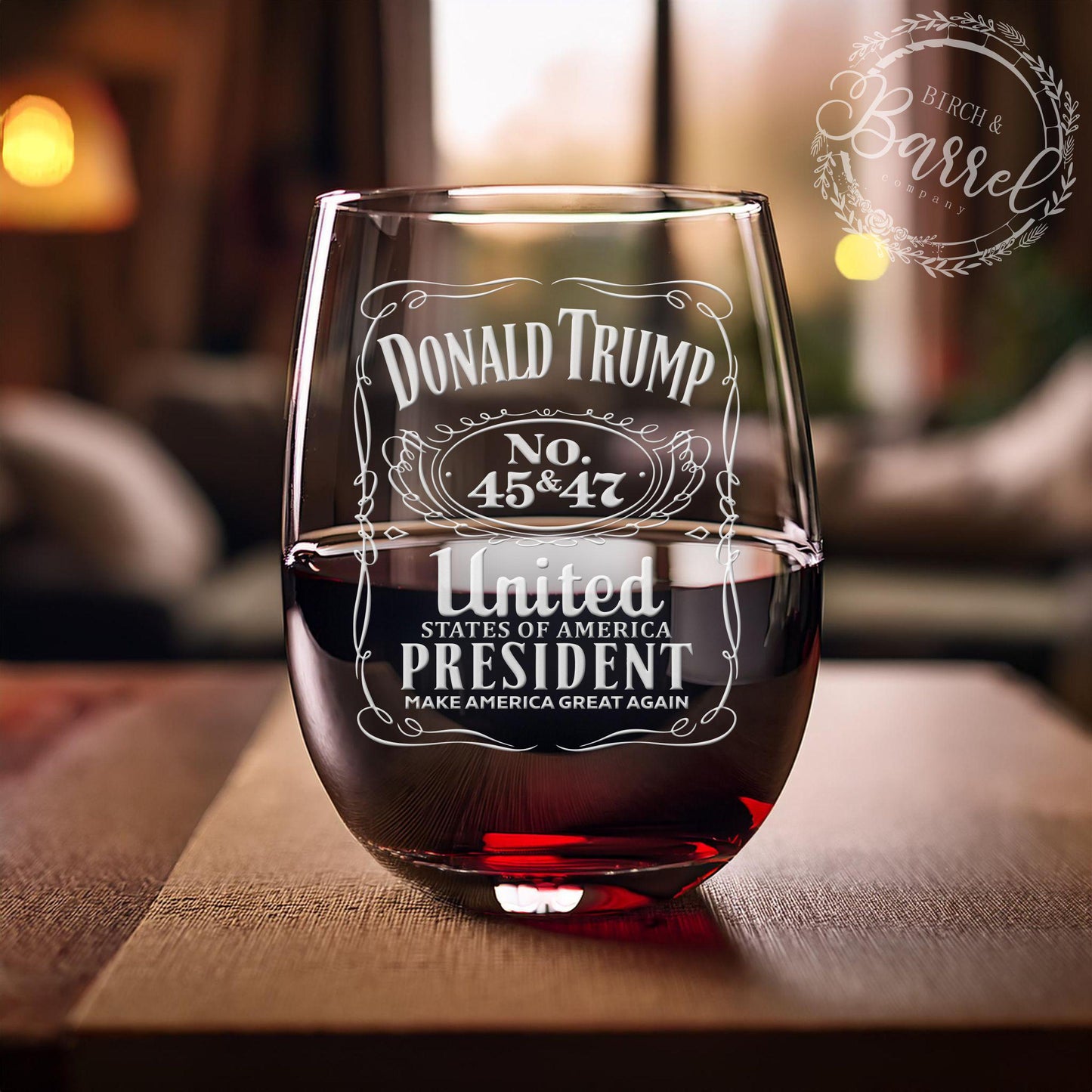 Trump 45 47 Wine Glass | Trump Stemless Wine Glass | Engraved Wine Glass | Political Gift | Election Gear | Trump Merch | Trump 2024 / Valentine's Day Gift