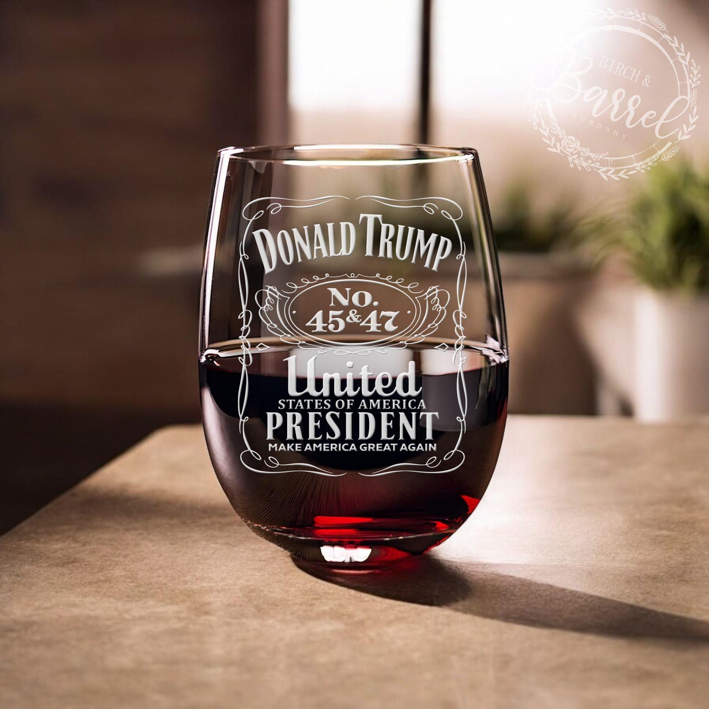 Trump 45 47 Wine Glass | Trump Stemless Wine Glass | Engraved Wine Glass | Political Gift | Election Gear | Trump Merch | Trump 2024 / Valentine's Day Gift