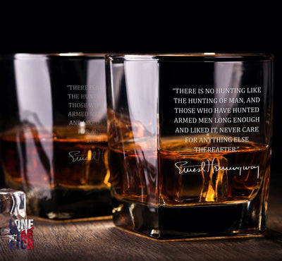 Ernest Hemingway Hunting Quote  Whiskey Glasses    / Father's Day Gift