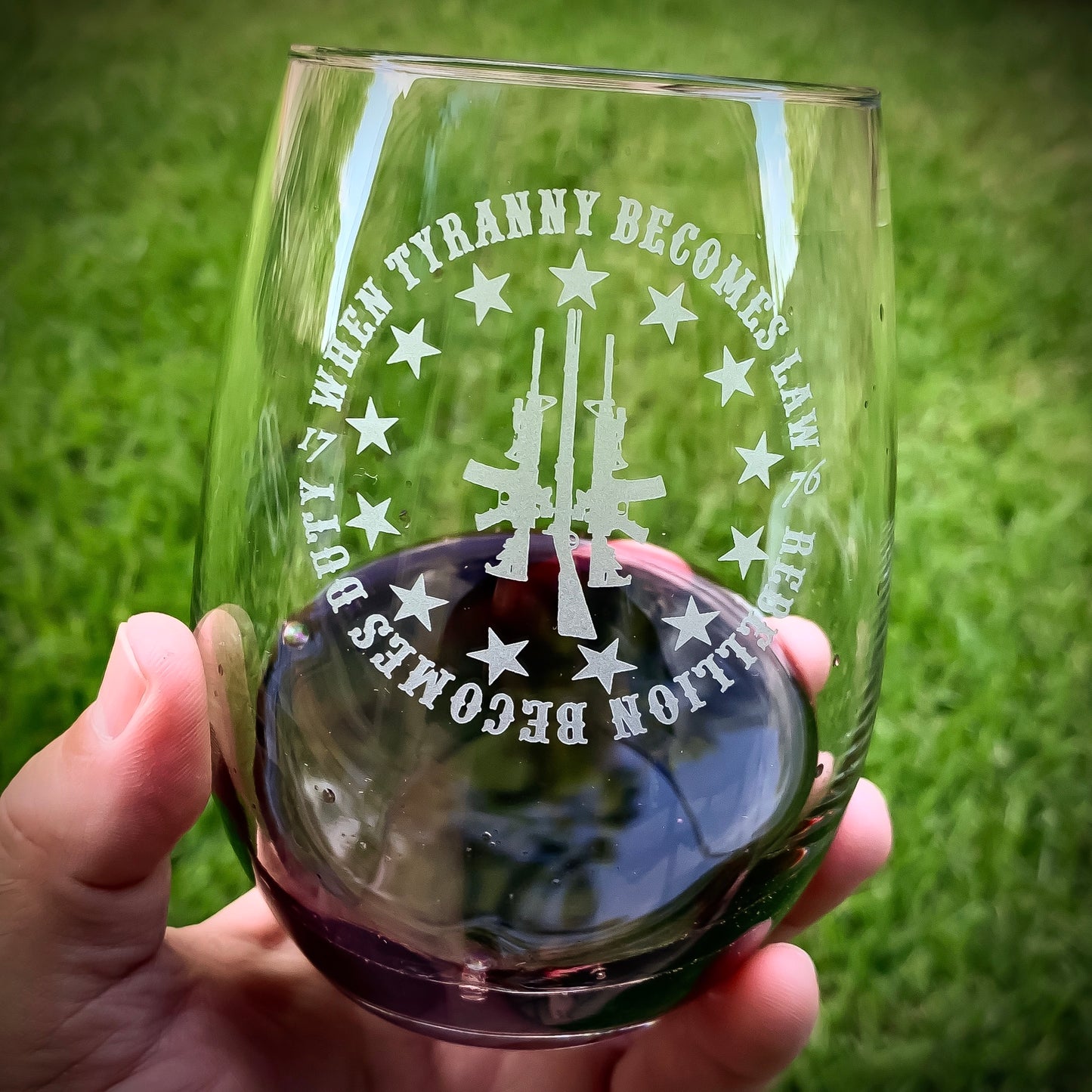 III Percenter Stemless Wine Glass / Father's Day Gift / Valentine's Day Gift