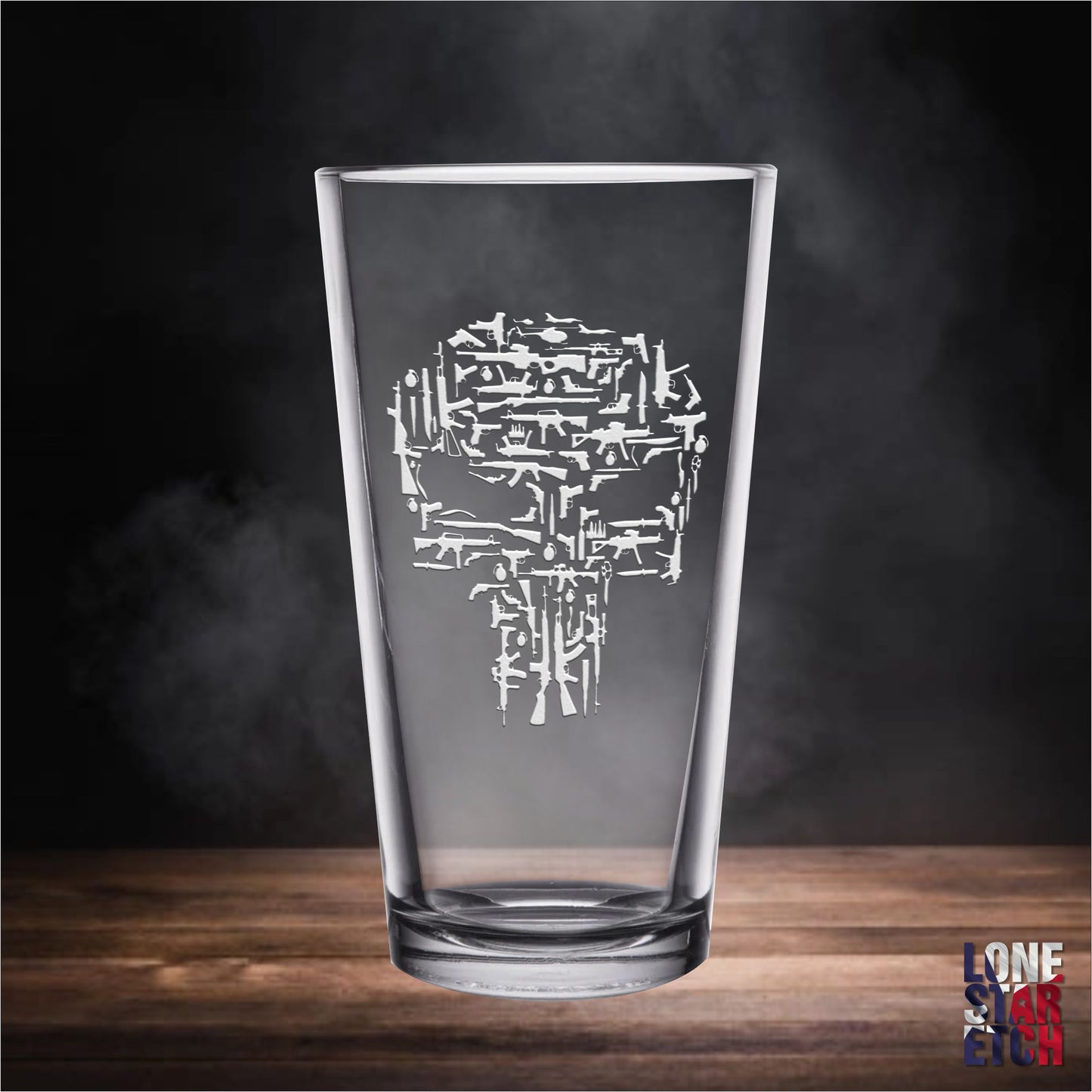 Punisher Guns Skull Pint Glass / Father's Day Gift