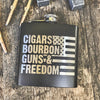 Cigars Bourbon Guns & Freedom  Laser Etched Whiskey Flask    / Father's Day Gift