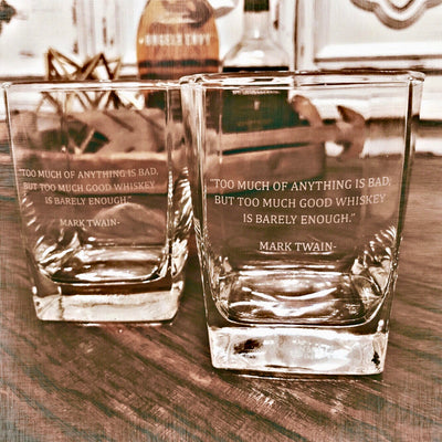 Mark Twain Quote Whiskey Glass Set    / Father's Day Gift