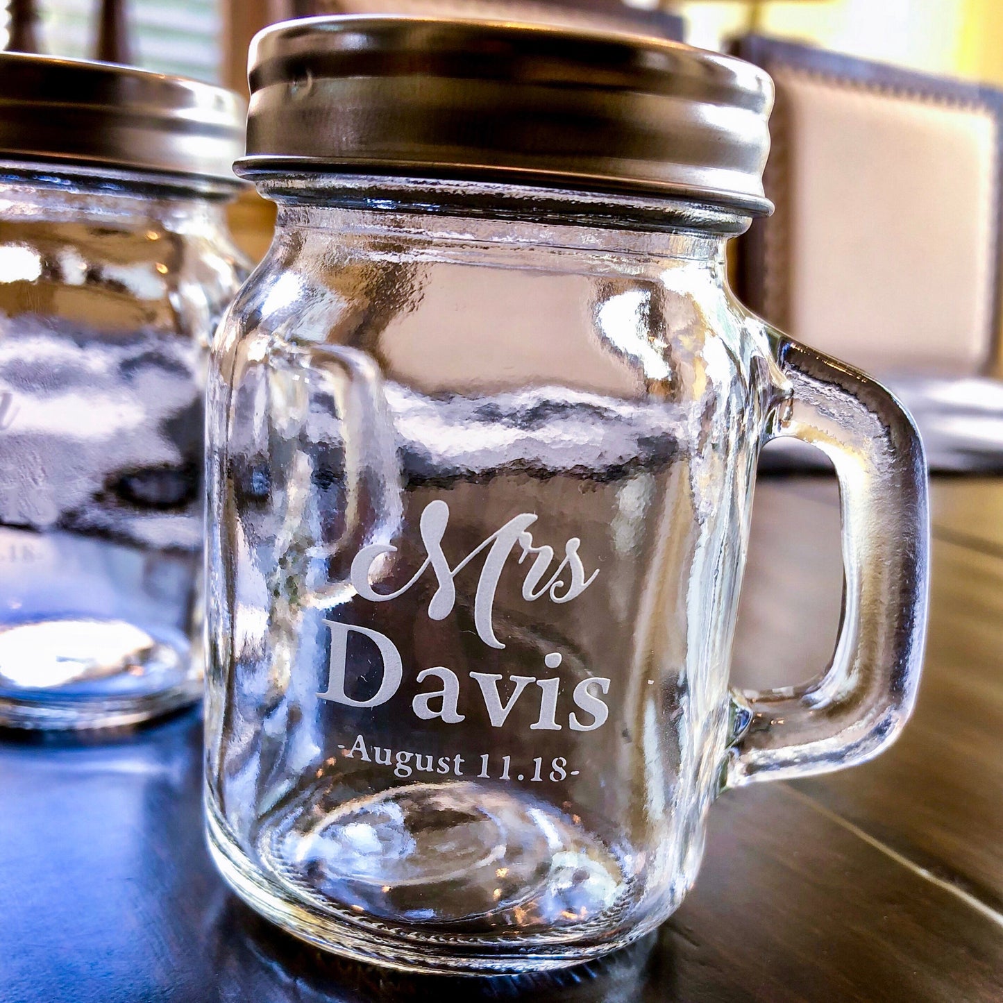 Engraved Personalized Salt & Pepper Shaker Set - Wedding, Bridal Gift / Father's Day Gift / Valentine's Day Gift