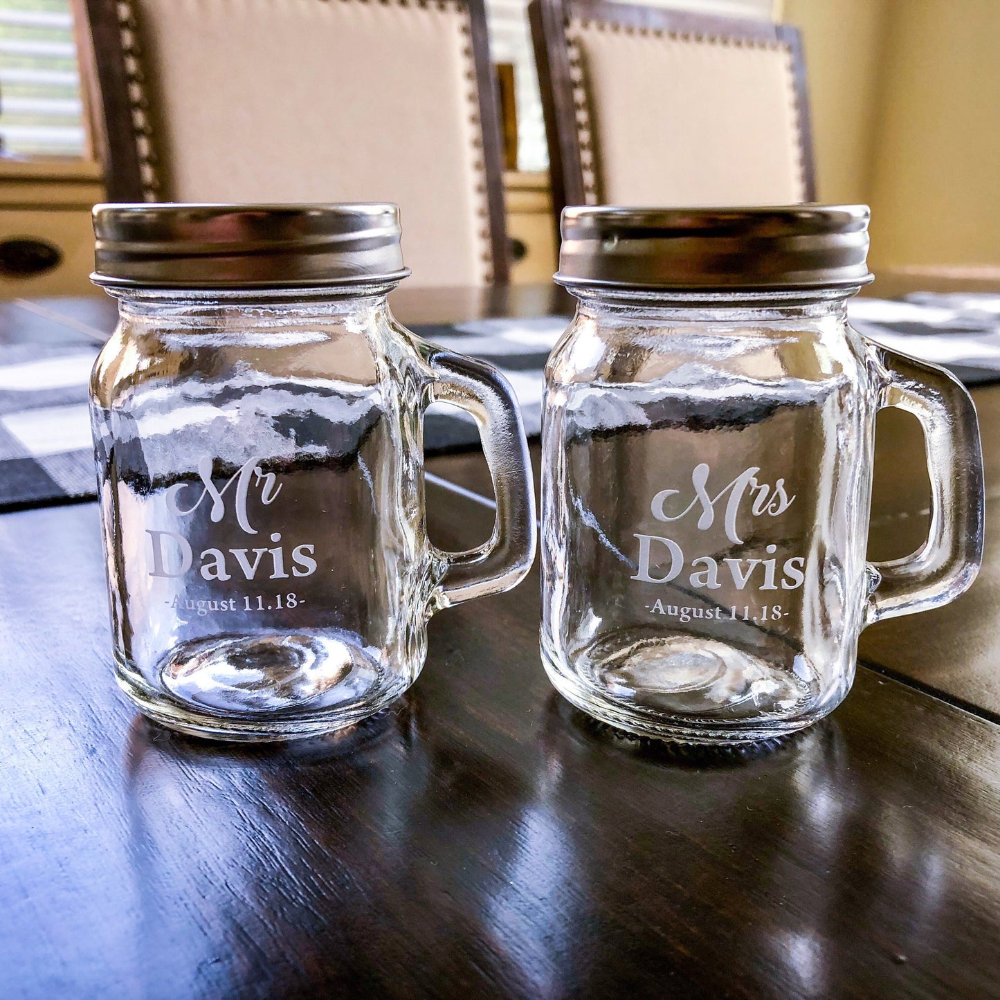 Engraved Personalized Salt & Pepper Shaker Set - Wedding, Bridal Gift / Father's Day Gift / Valentine's Day Gift