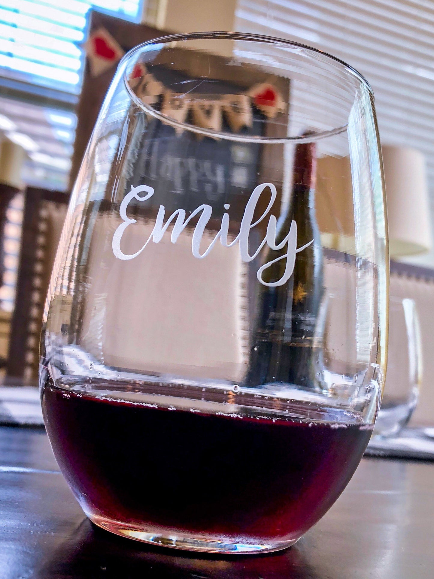 Personalized Engraved Stemless Wine Glass with Your Name / Father's Day Gift / Valentine's Day Gift