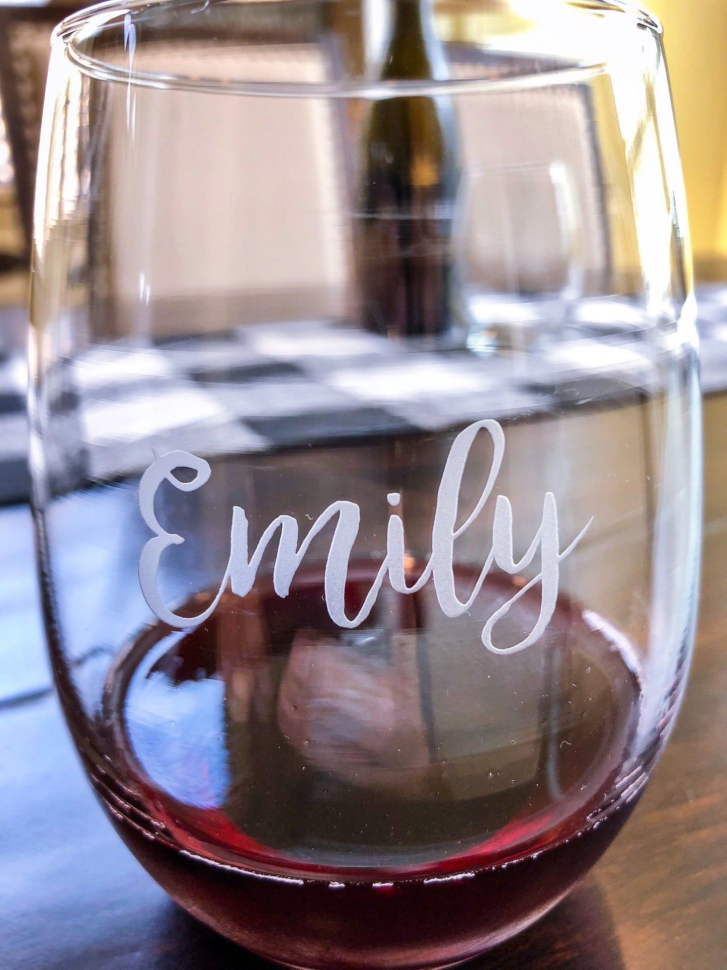 Personalized Engraved Stemless Wine Glass with Your Name / Father's Day Gift / Valentine's Day Gift