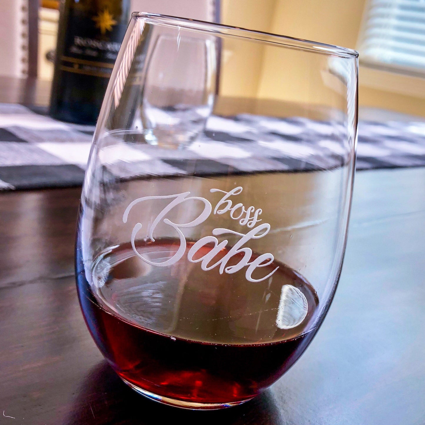 Engraved Stemless Wine Glass - Boss Babe / Father's Day Gift / Valentine's Day Gift