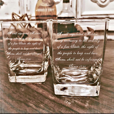 Second Amendment Whiskey Glass Set    / Father's Day Gift