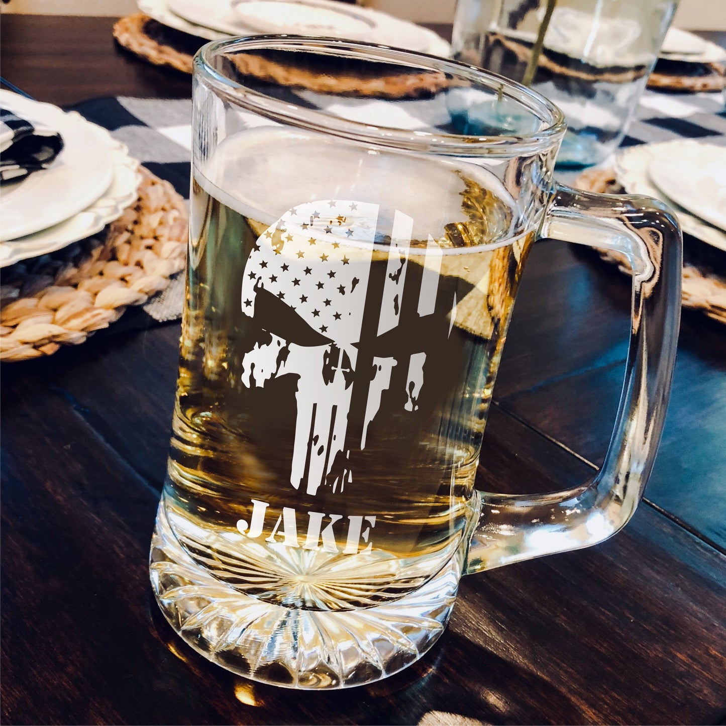Punisher American Flag Beer Mug / Father's Day Gift / Valentine's Day Gift