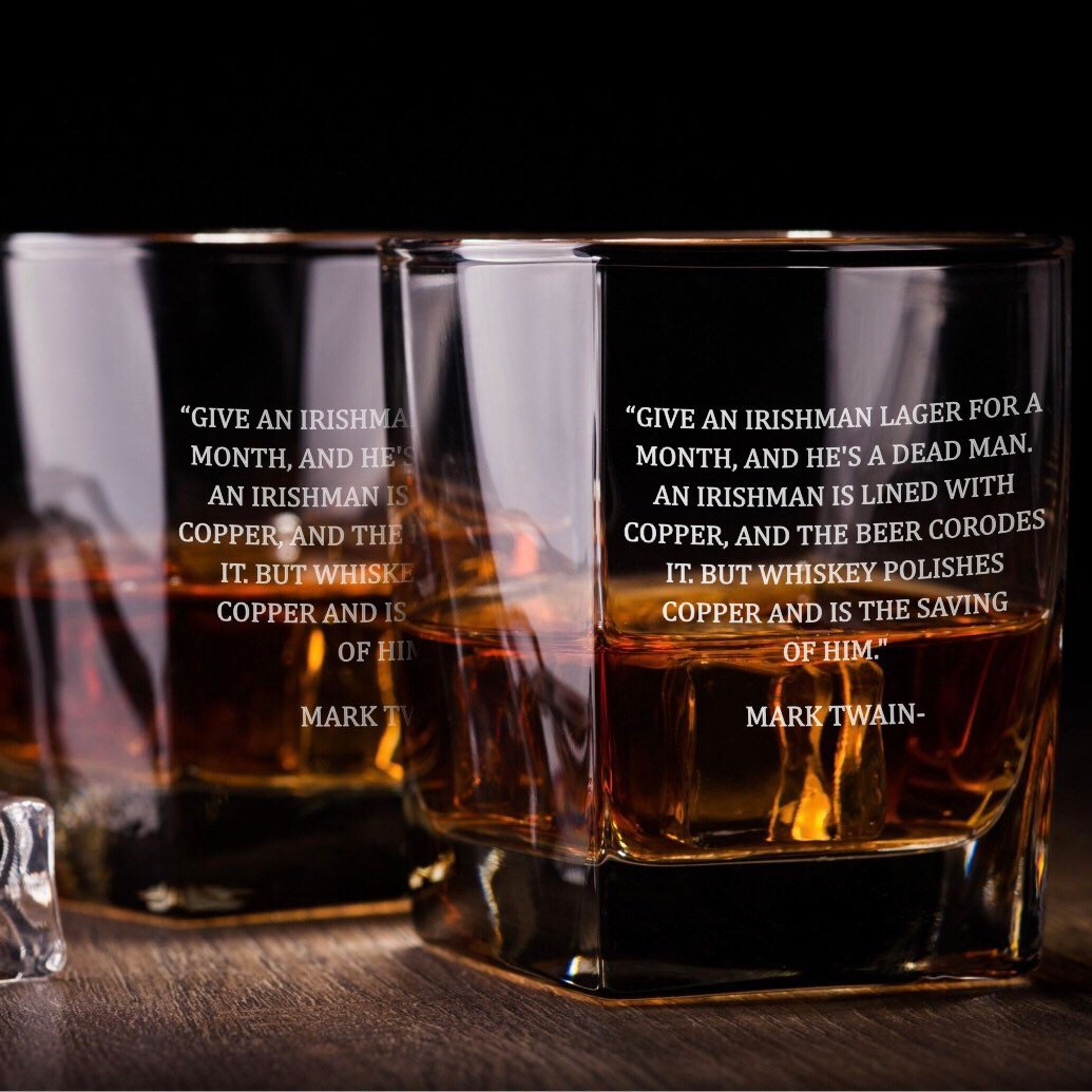 Mark Twain Irish Quote Whiskey Glass / Father's Day Gift / Valentine's Day Gift